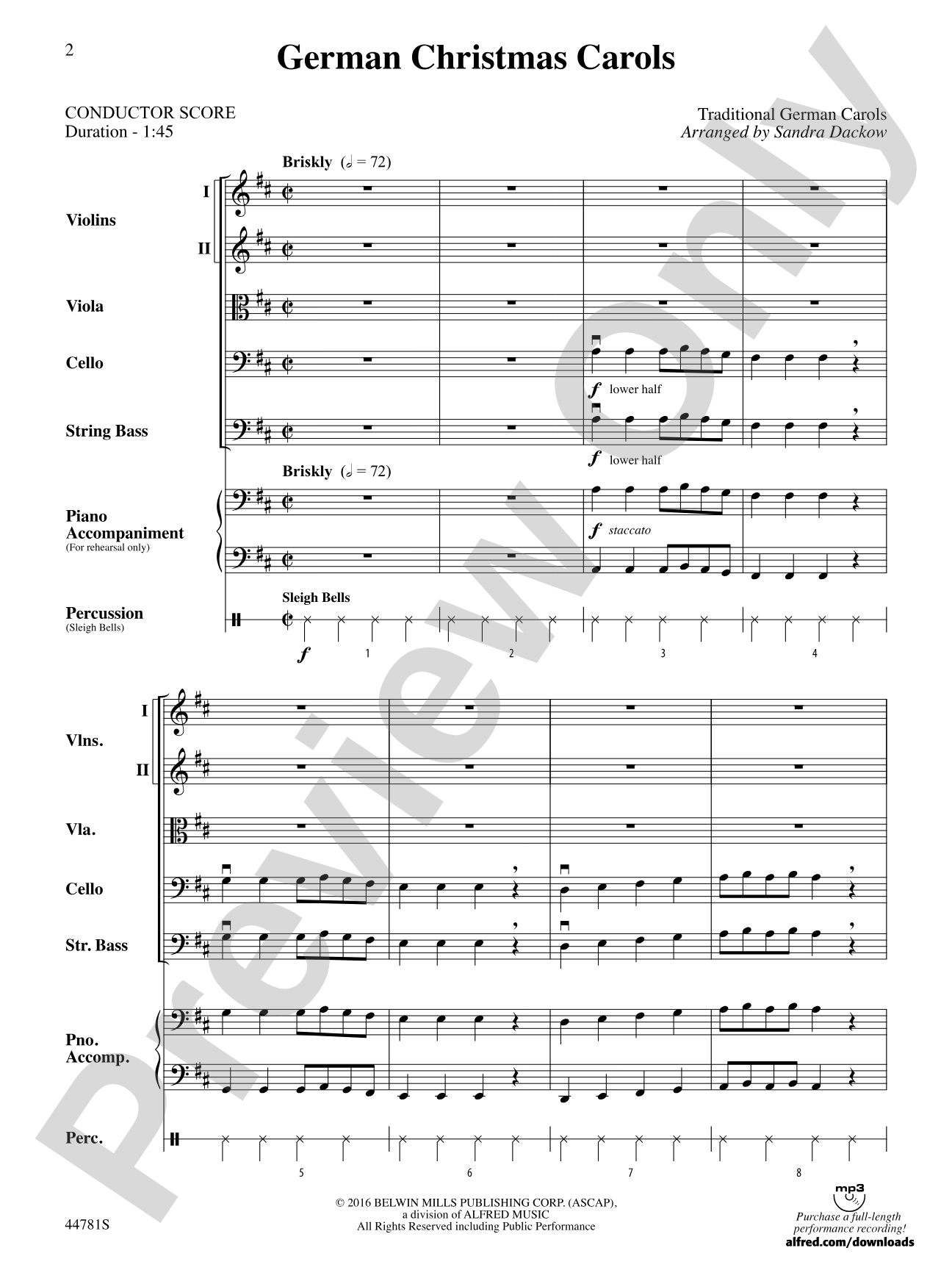 German Christmas Carols: String Orchestra Conductor Score & Parts