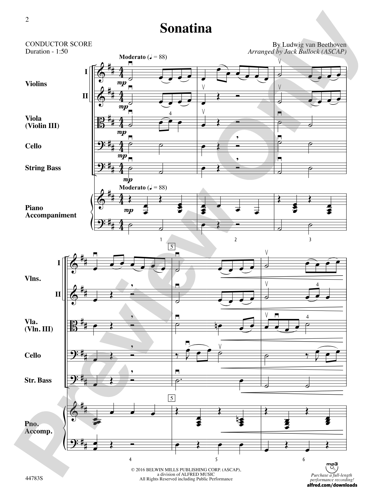 Sonatina: String Orchestra Conductor Score & Parts