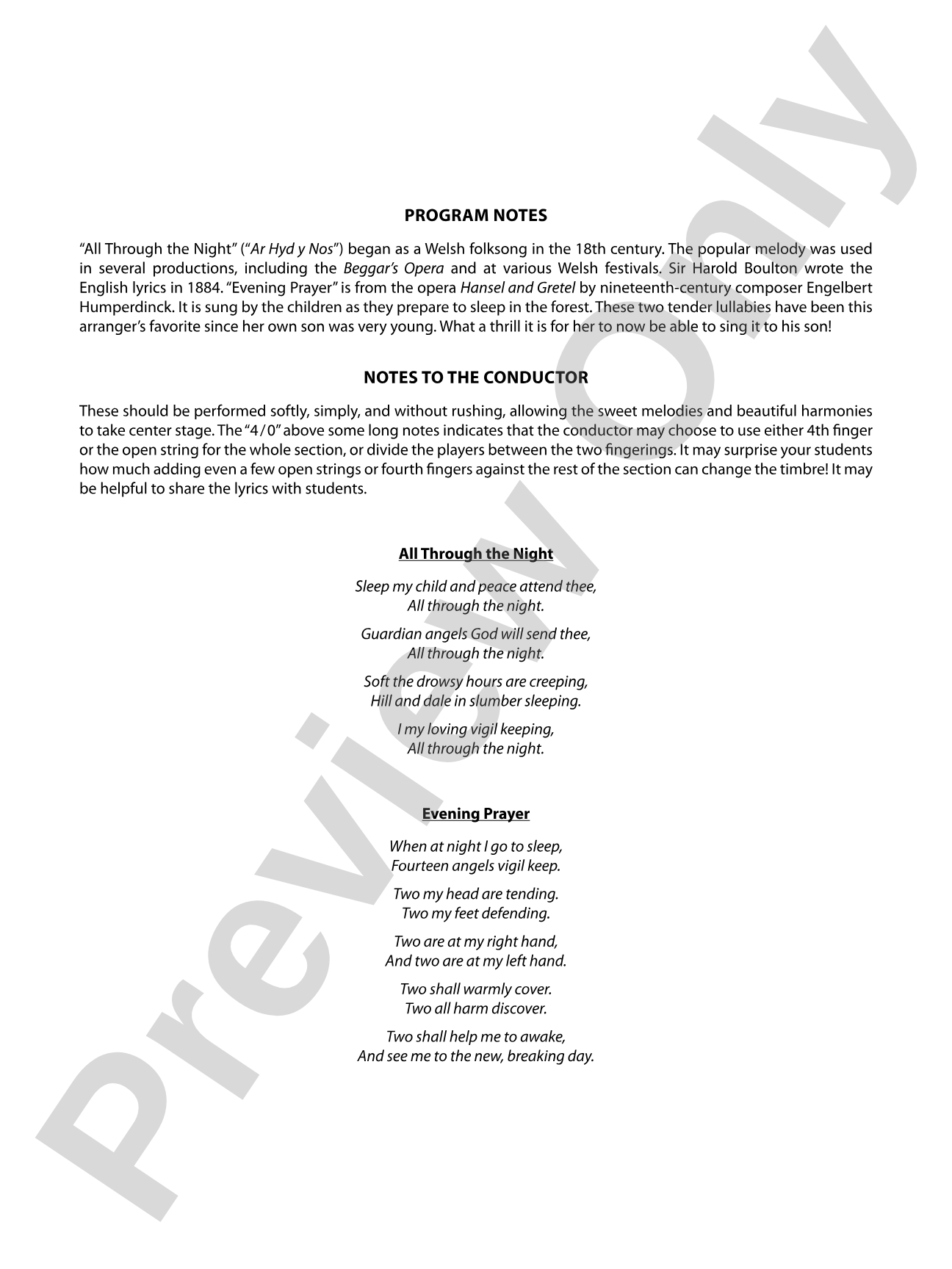 Songs for Slumber: String Orchestra Conductor Score & Parts