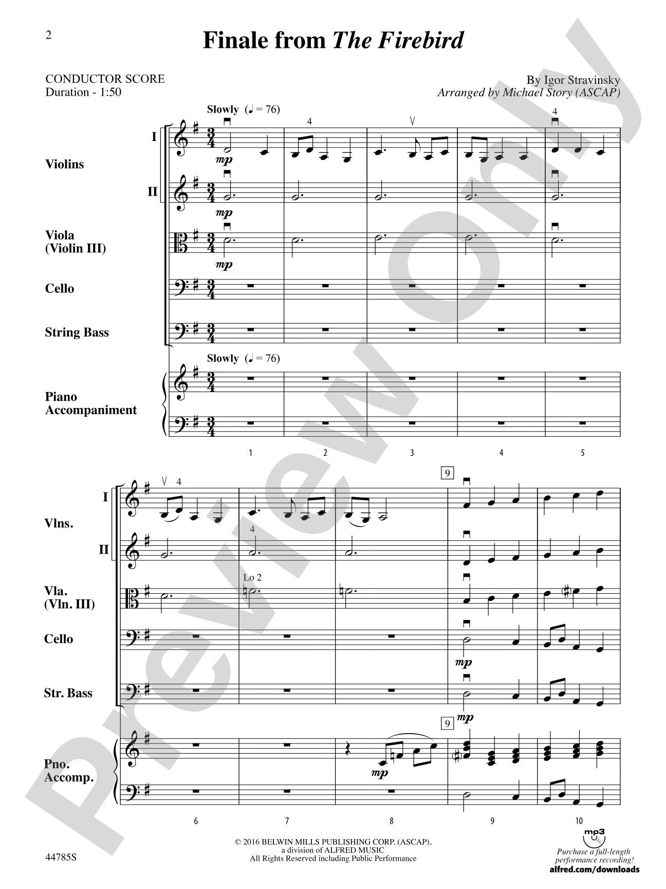 Finale from The Firebird: String Orchestra Conductor Score & Parts
