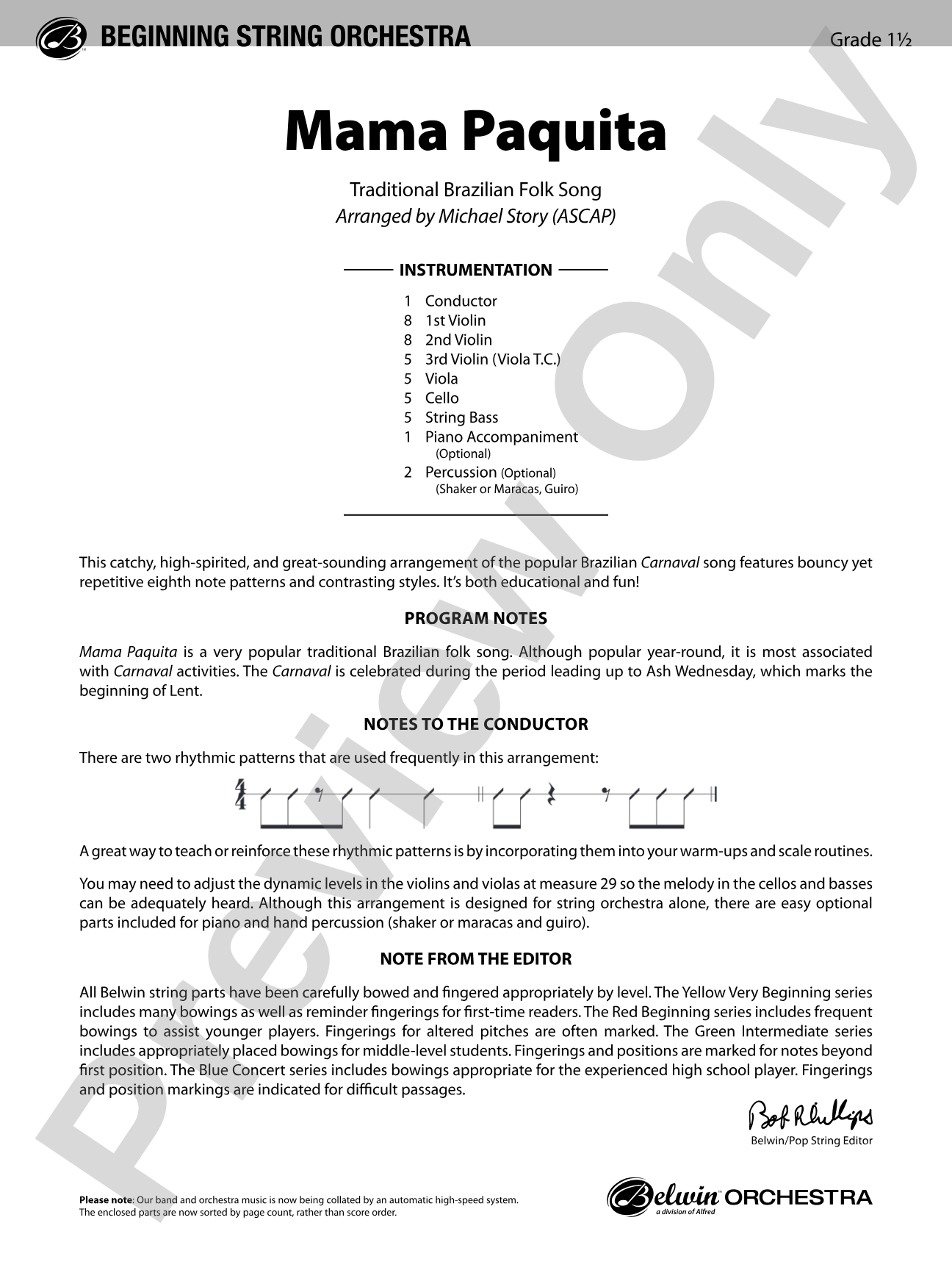 Mama Paquita: String Orchestra Conductor Score & Parts
