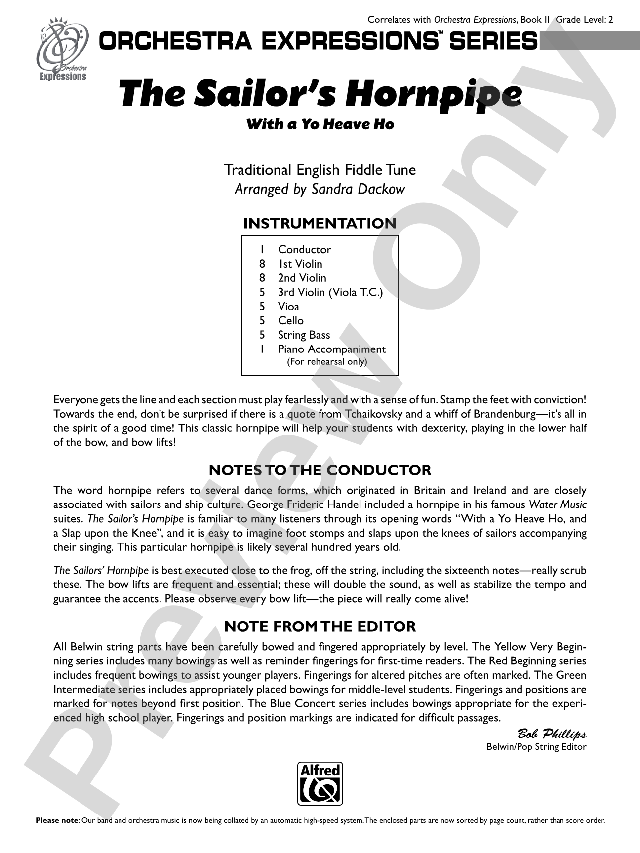 The Sailor's Hornpipe: String Orchestra Conductor Score & Parts