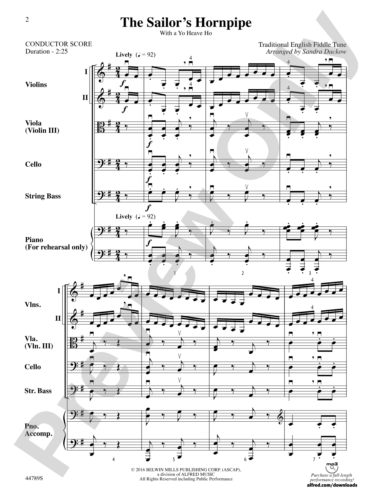 The Sailor's Hornpipe: String Orchestra Conductor Score & Parts