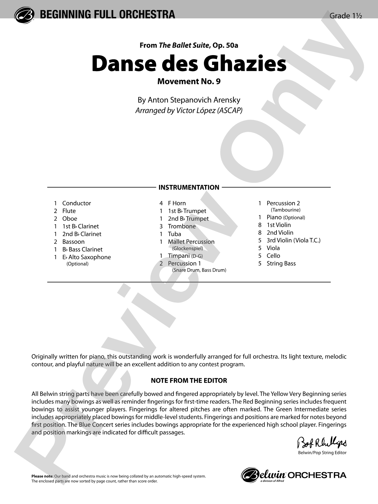 Danse des Ghazies: Full Orchestra Conductor Score & Parts