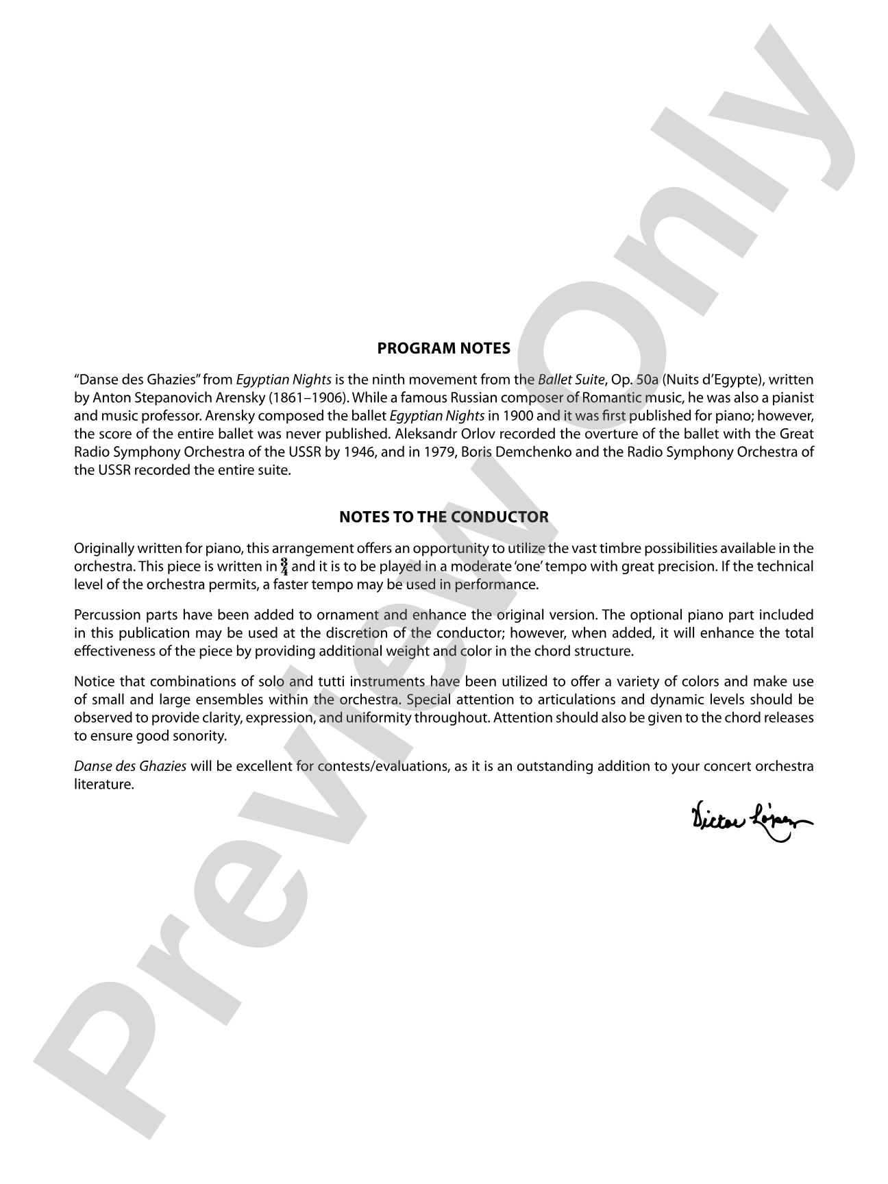 Danse des Ghazies: Full Orchestra Conductor Score & Parts