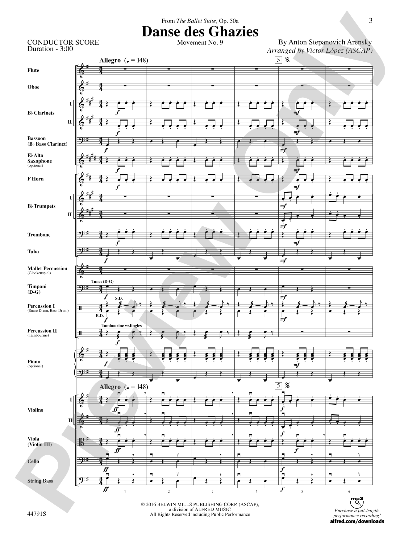 Danse des Ghazies: Full Orchestra Conductor Score & Parts