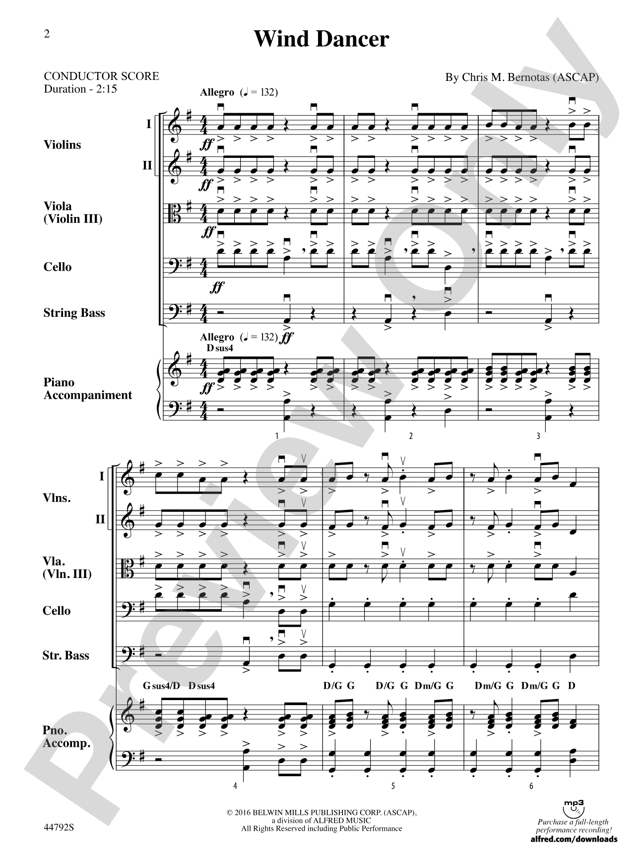 Wind Dancer: String Orchestra Conductor Score & Parts