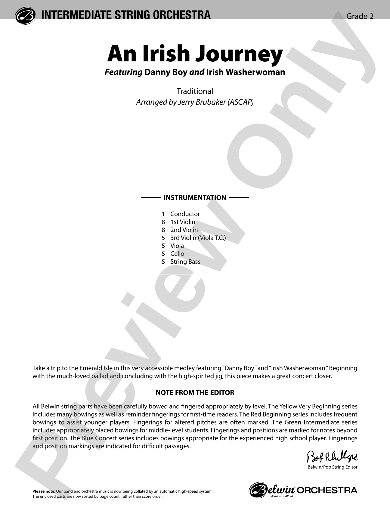 An Irish Journey: String Orchestra Conductor Score & Parts