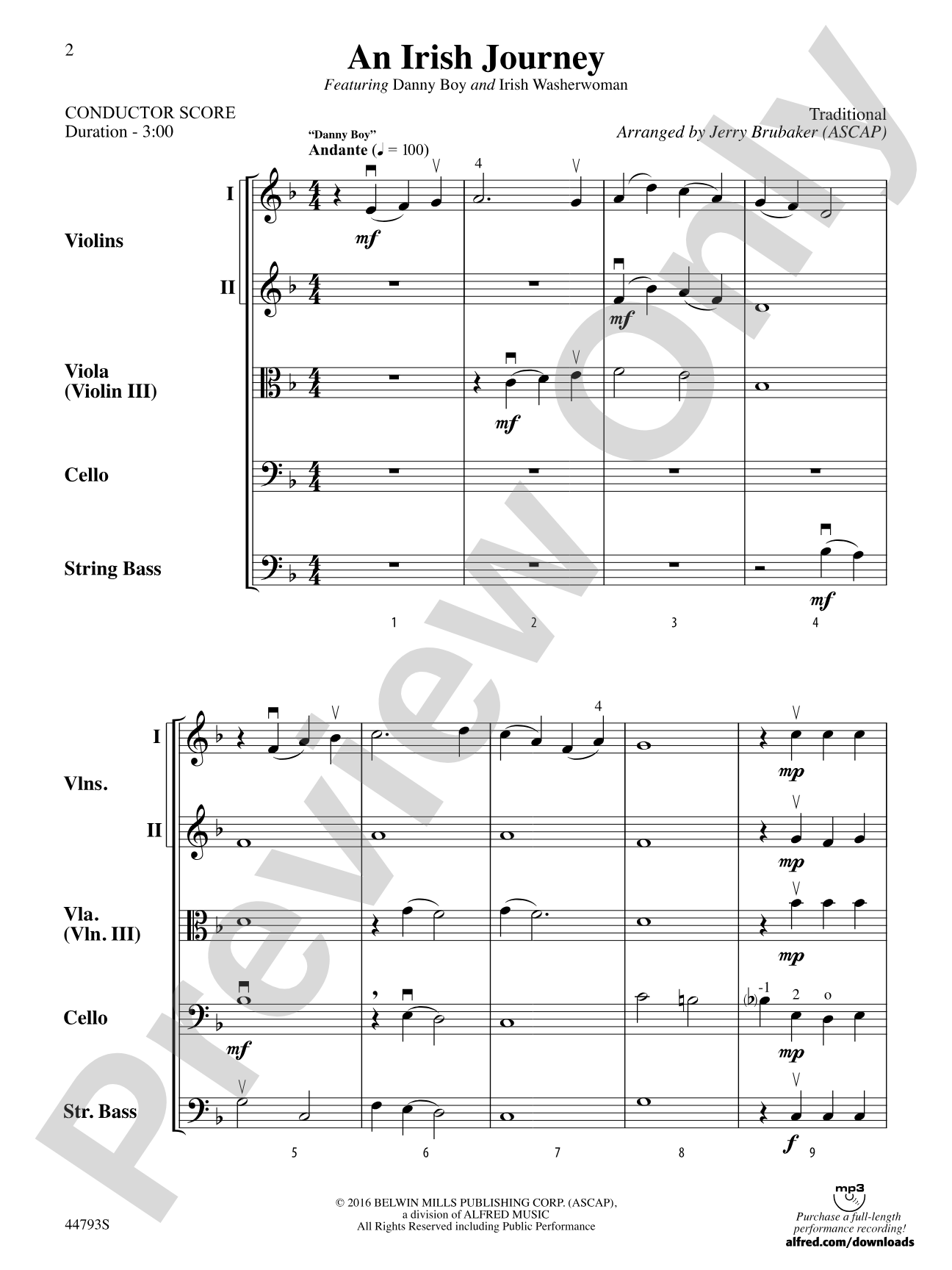 An Irish Journey: String Orchestra Conductor Score & Parts