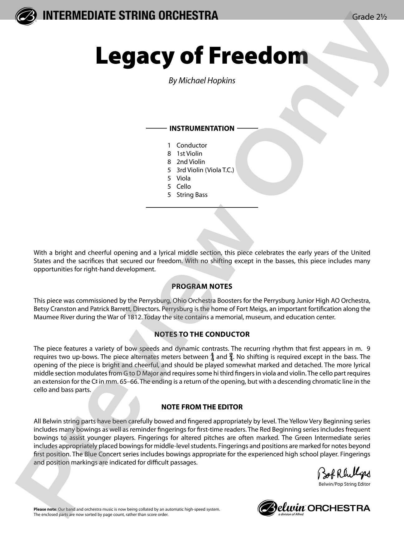 Legacy of Freedom: String Orchestra Conductor Score & Parts