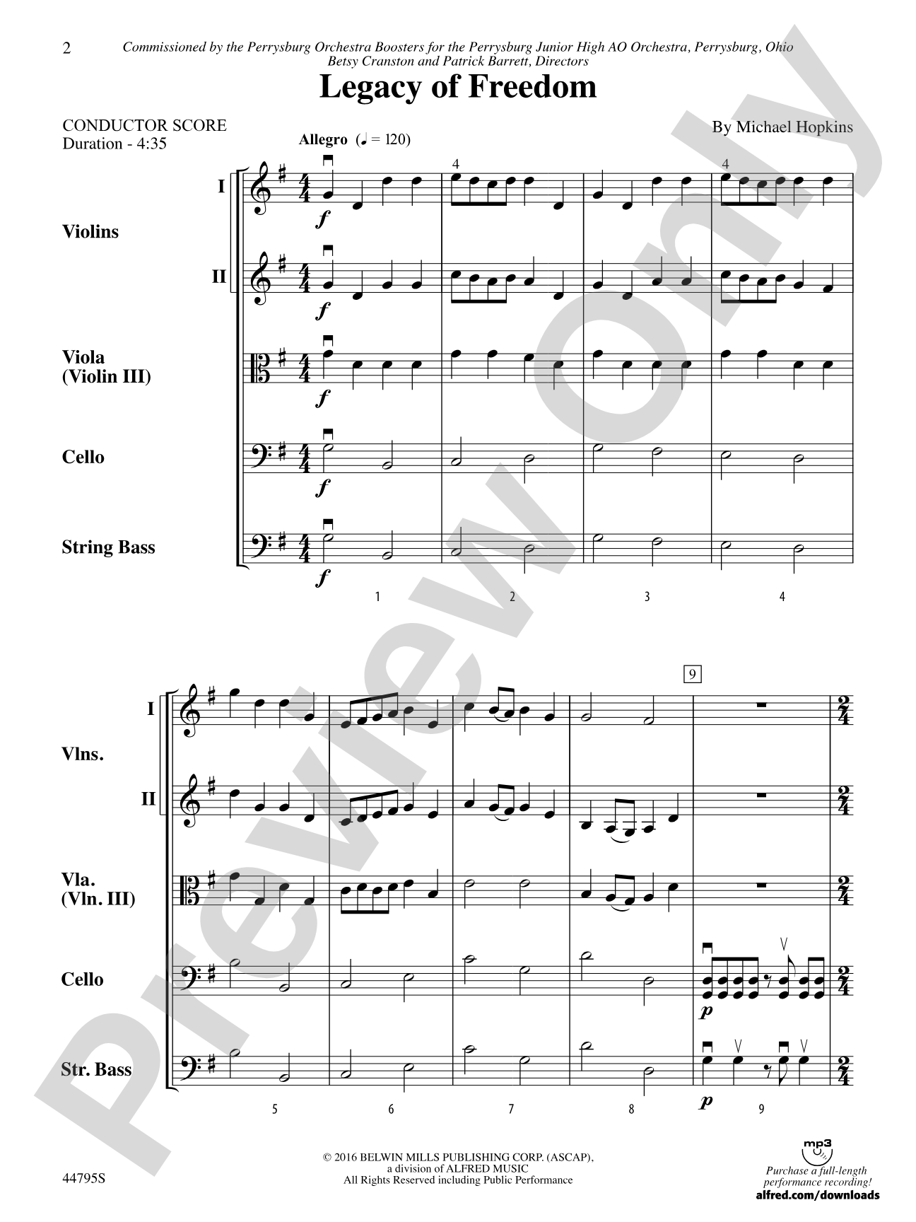 Legacy of Freedom: String Orchestra Conductor Score & Parts