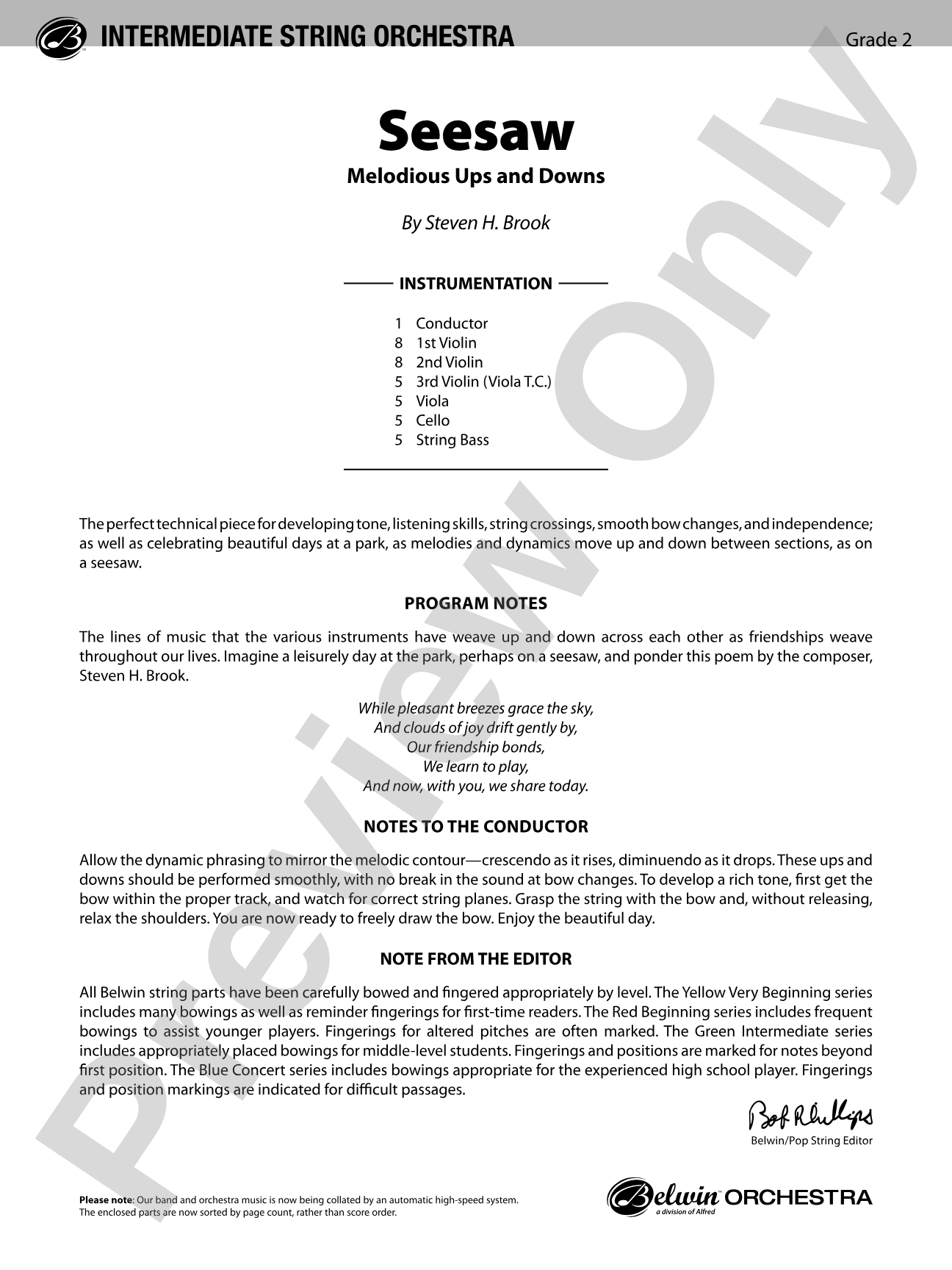 Seesaw: String Orchestra Conductor Score & Parts