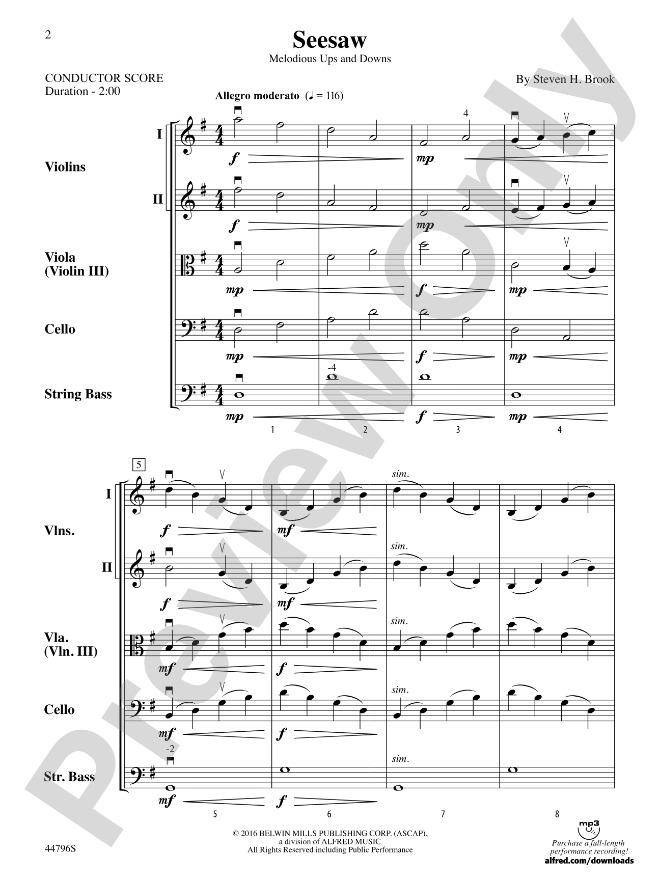 Seesaw: String Orchestra Conductor Score & Parts