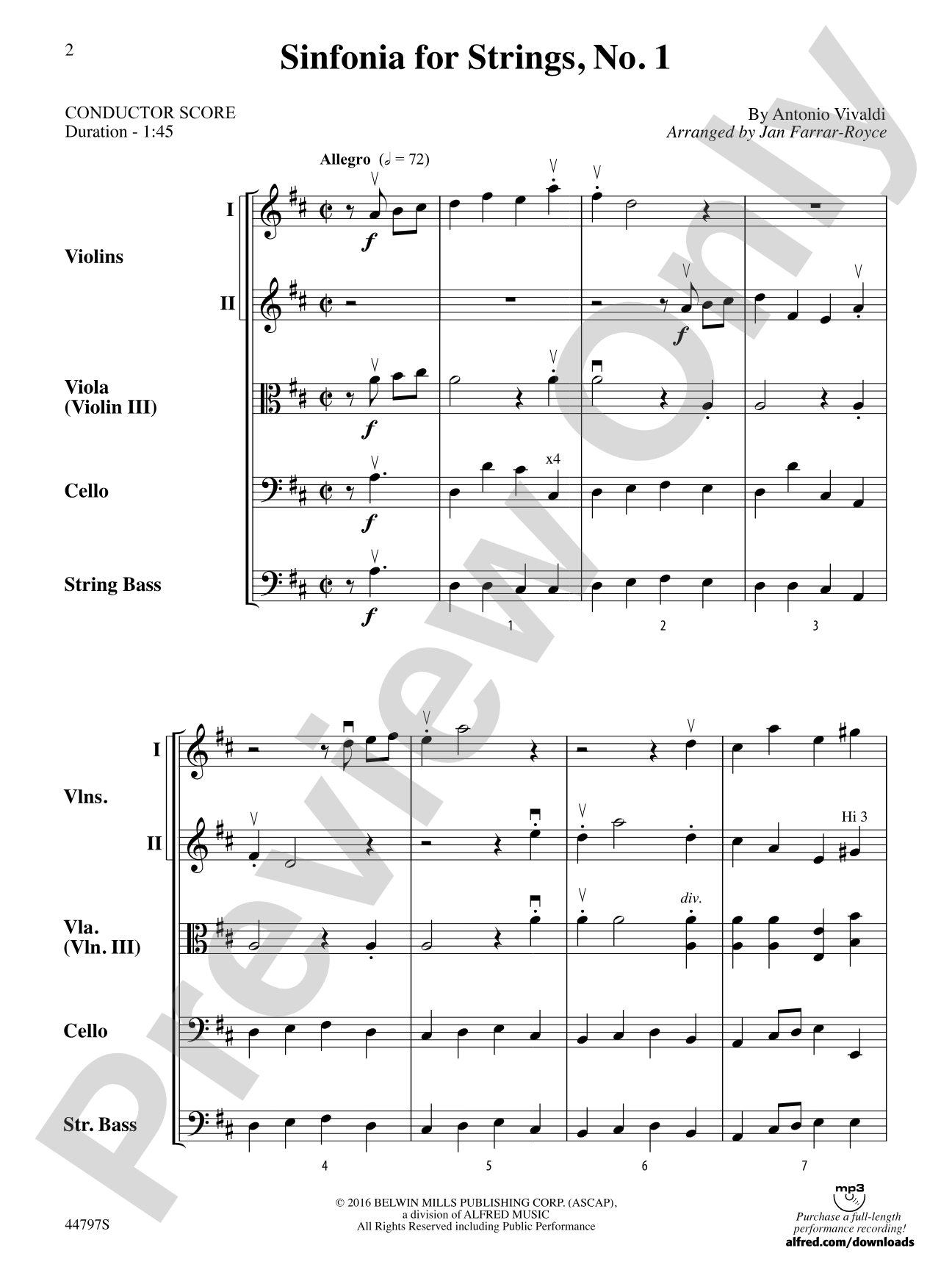 Sinfonia for Strings, No. 1: String Orchestra Conductor Score & Parts