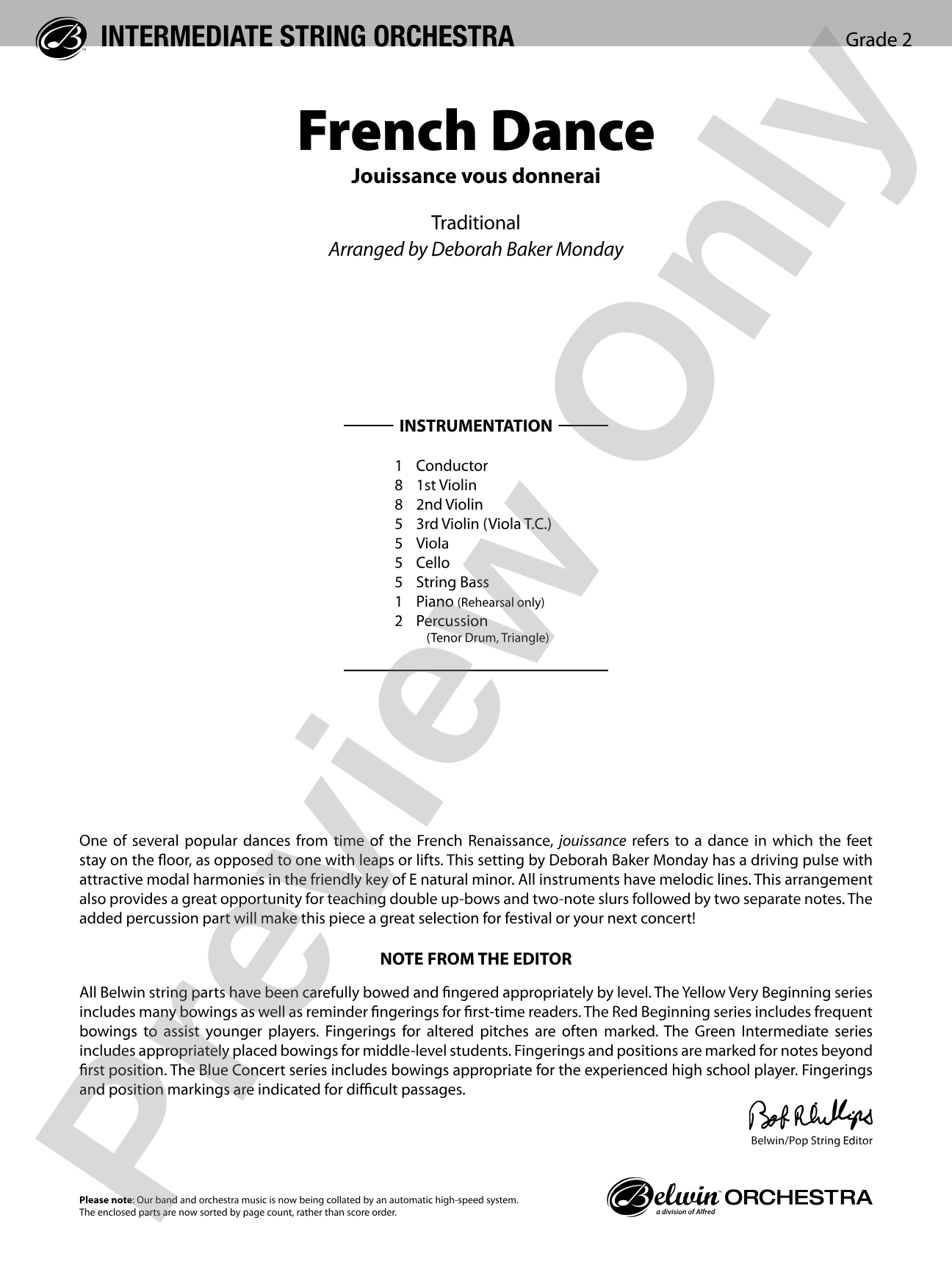French Dance: String Orchestra Conductor Score & Parts