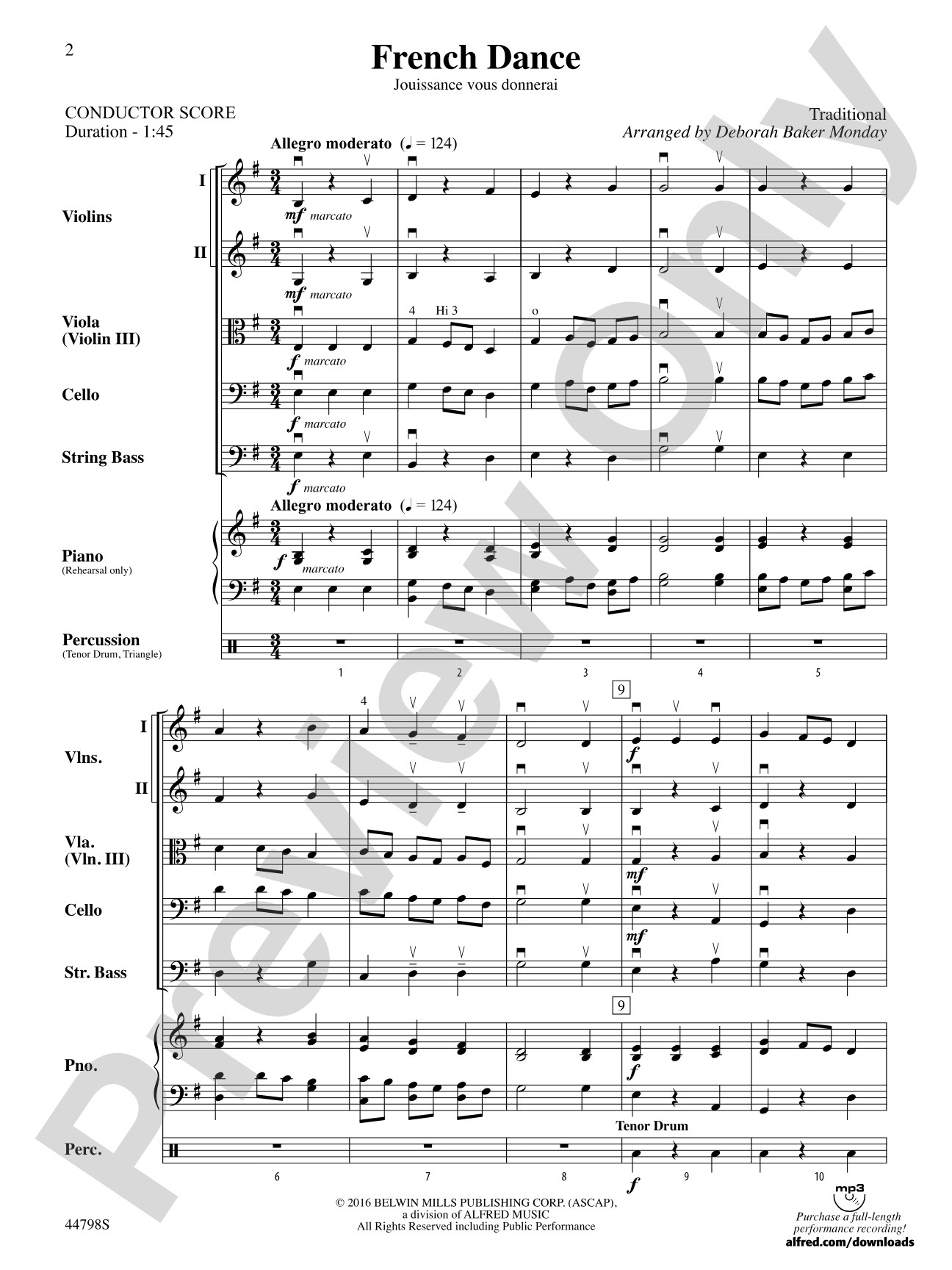 French Dance: String Orchestra Conductor Score & Parts