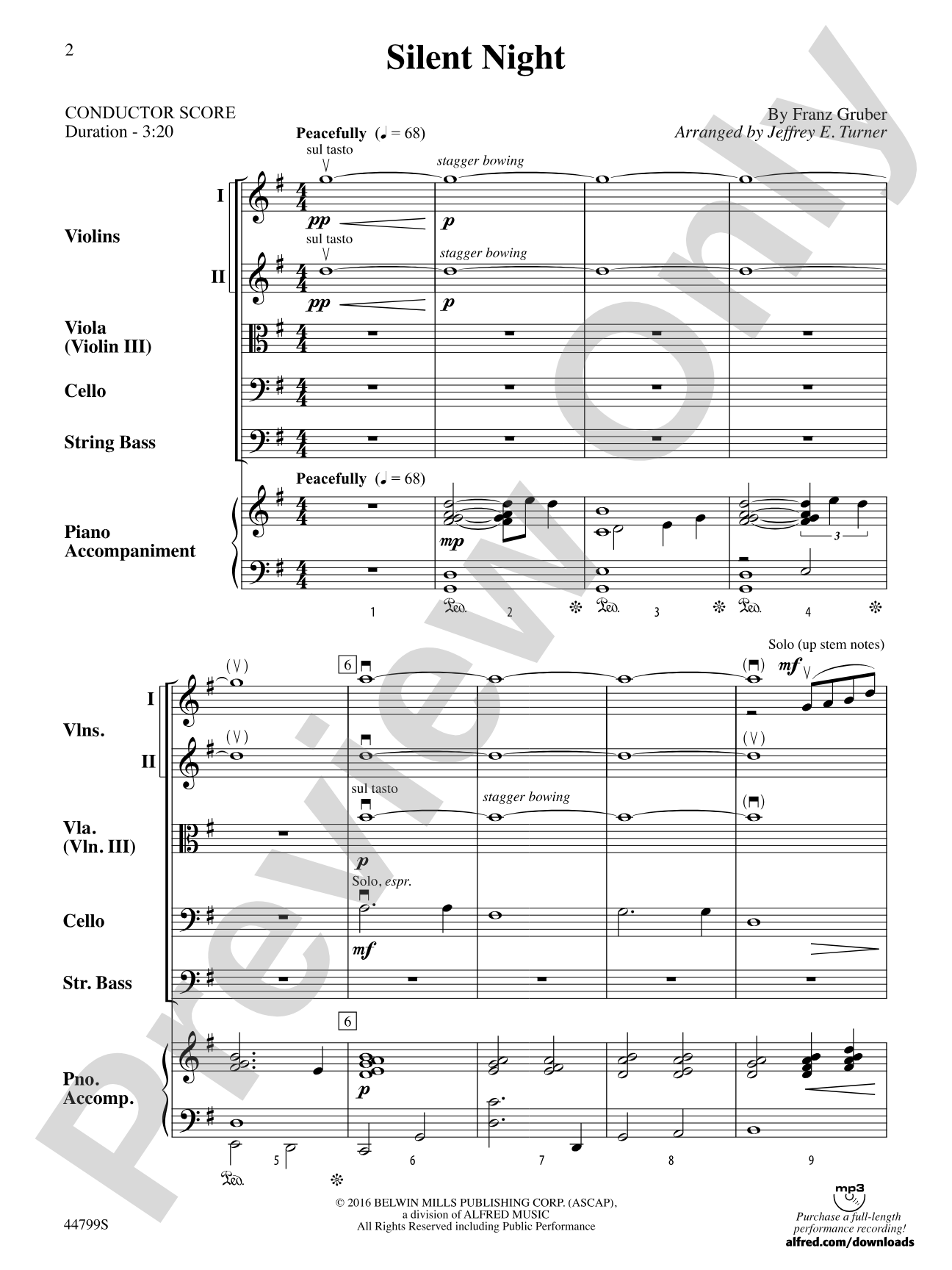 Silent Night: String Orchestra Conductor Score & Parts