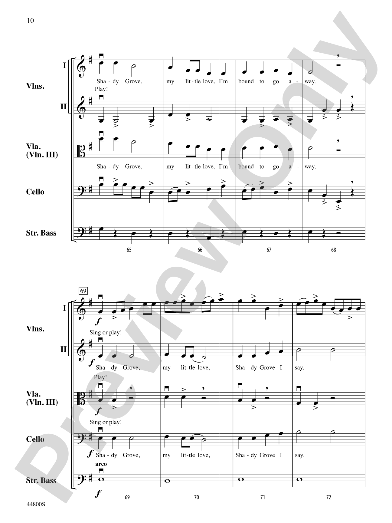 Shady Grove: String Orchestra Conductor Score & Parts