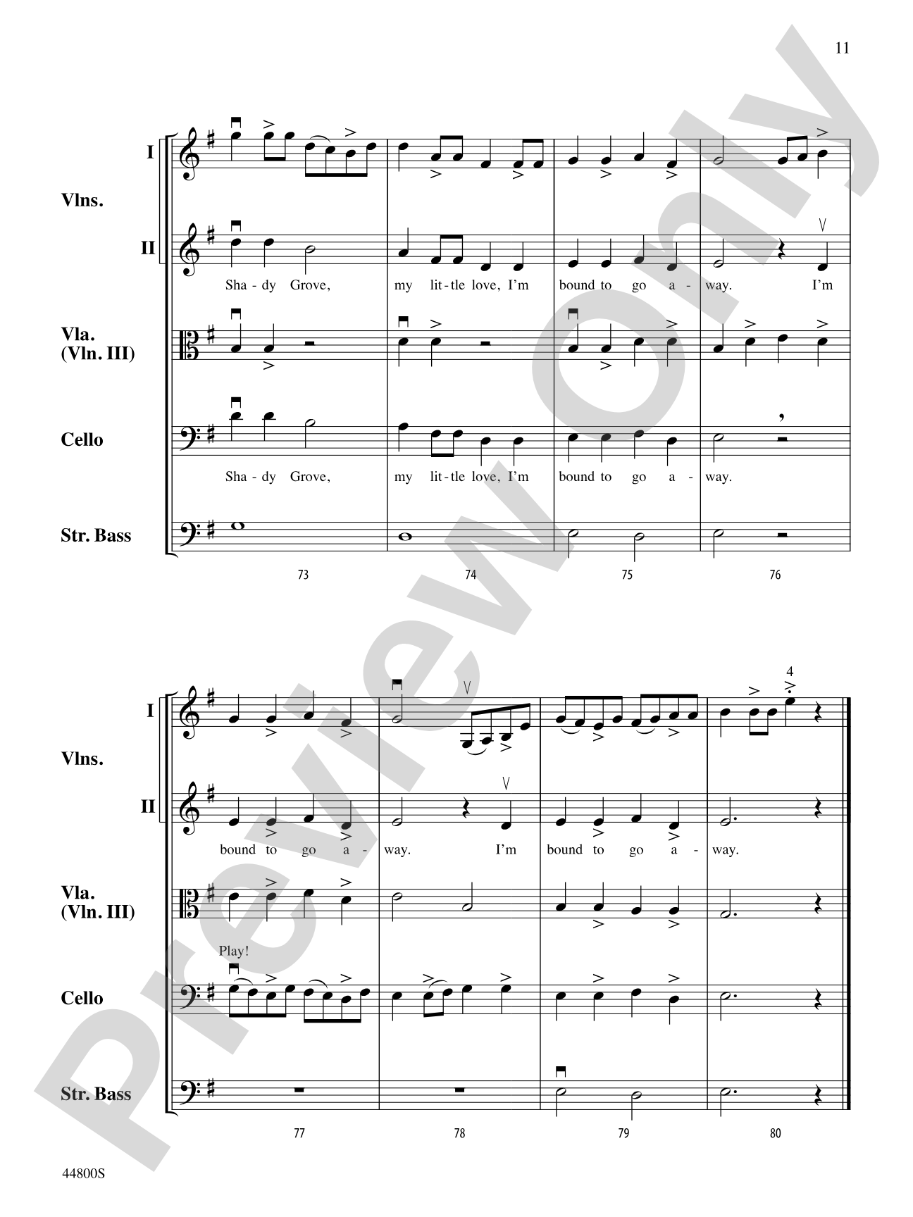 Shady Grove: String Orchestra Conductor Score & Parts