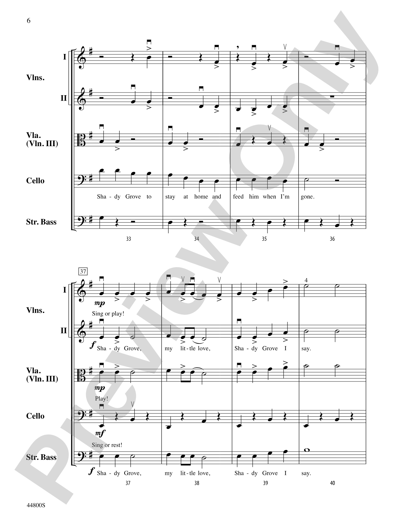 Shady Grove: String Orchestra Conductor Score & Parts