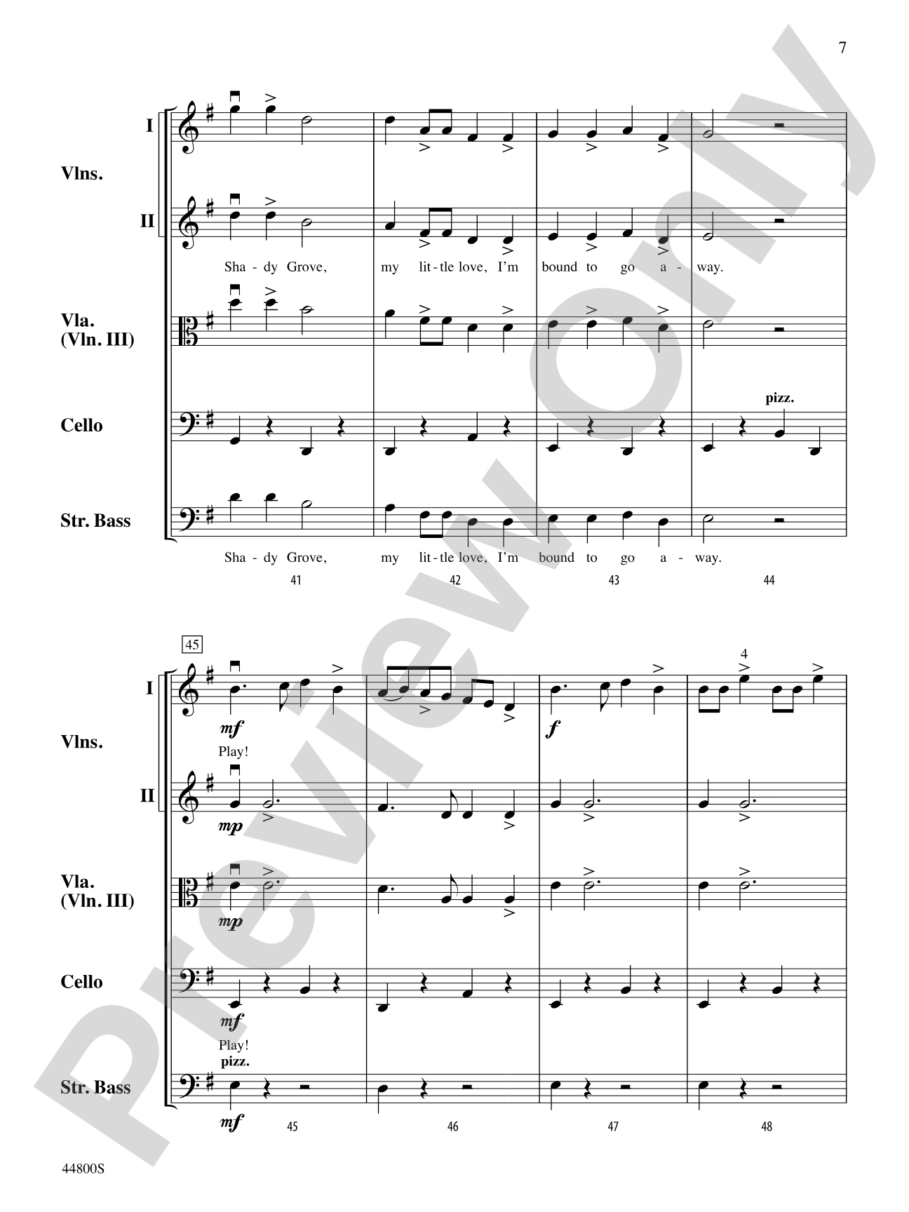 Shady Grove: String Orchestra Conductor Score & Parts