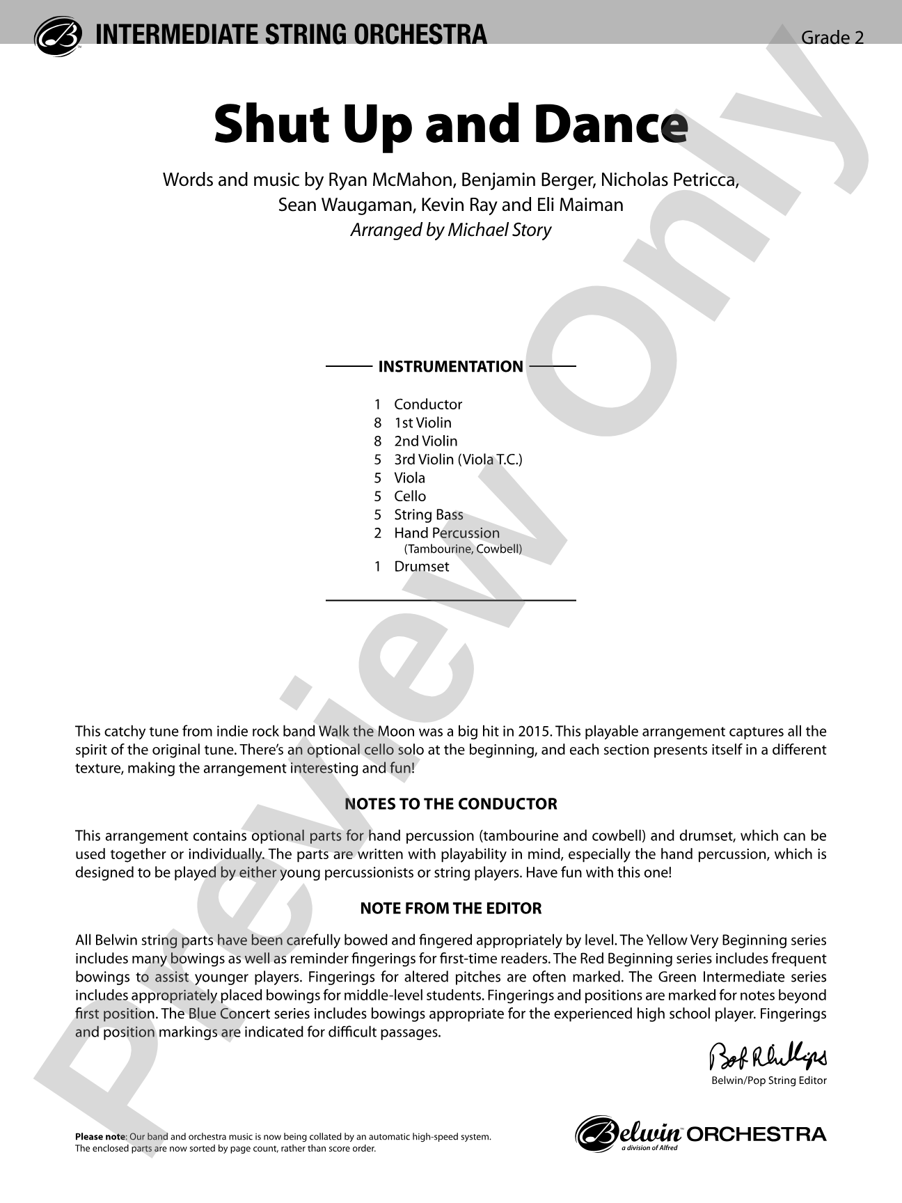 Shut Up and Dance: String Orchestra Conductor Score & Parts