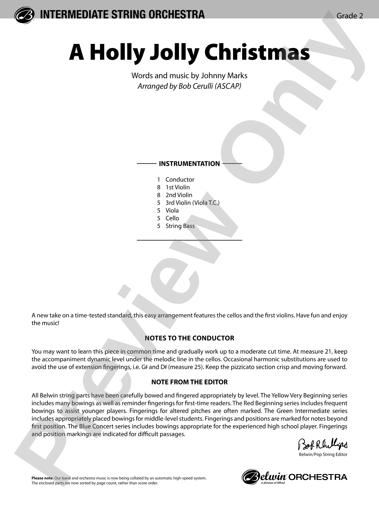 A Holly Jolly Christmas: String Orchestra Conductor Score & Parts