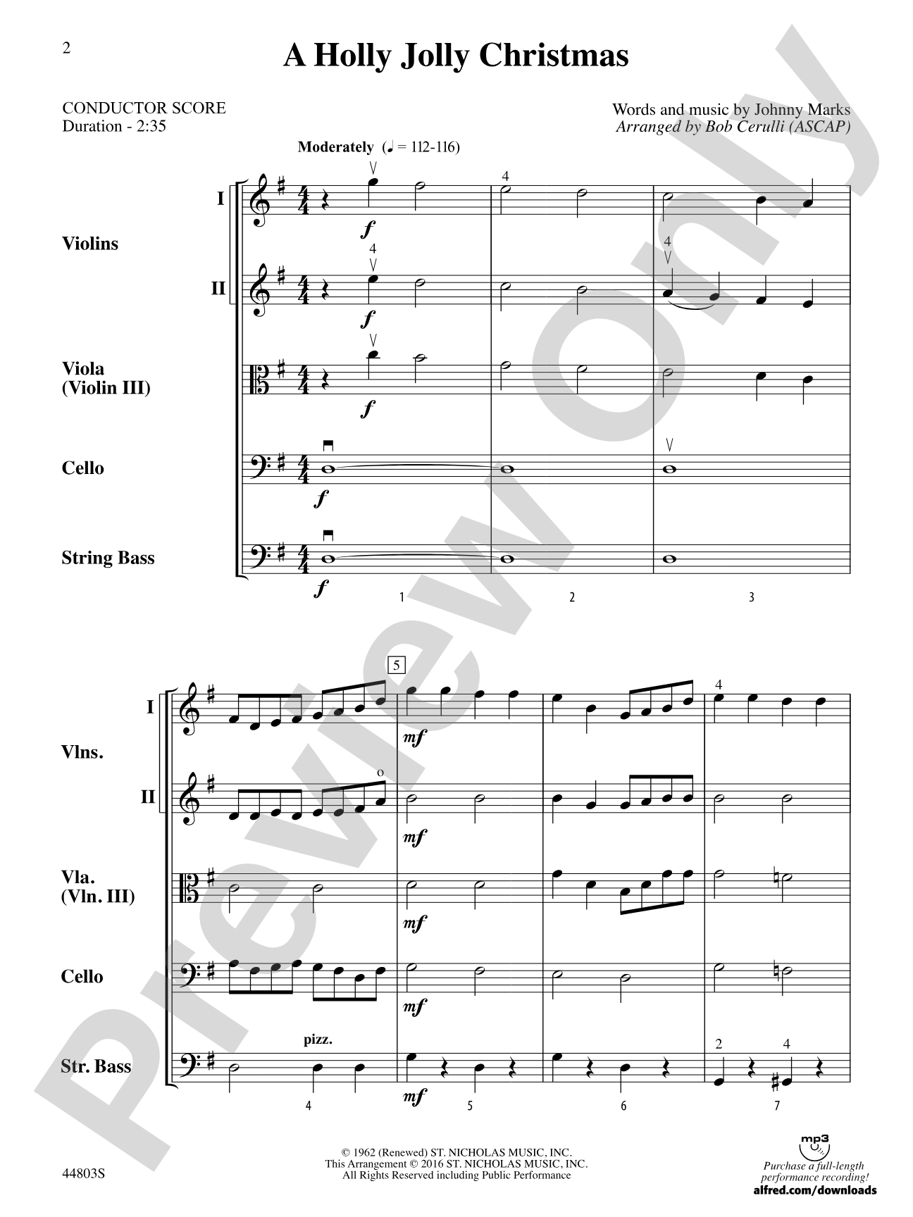 A Holly Jolly Christmas: String Orchestra Conductor Score & Parts
