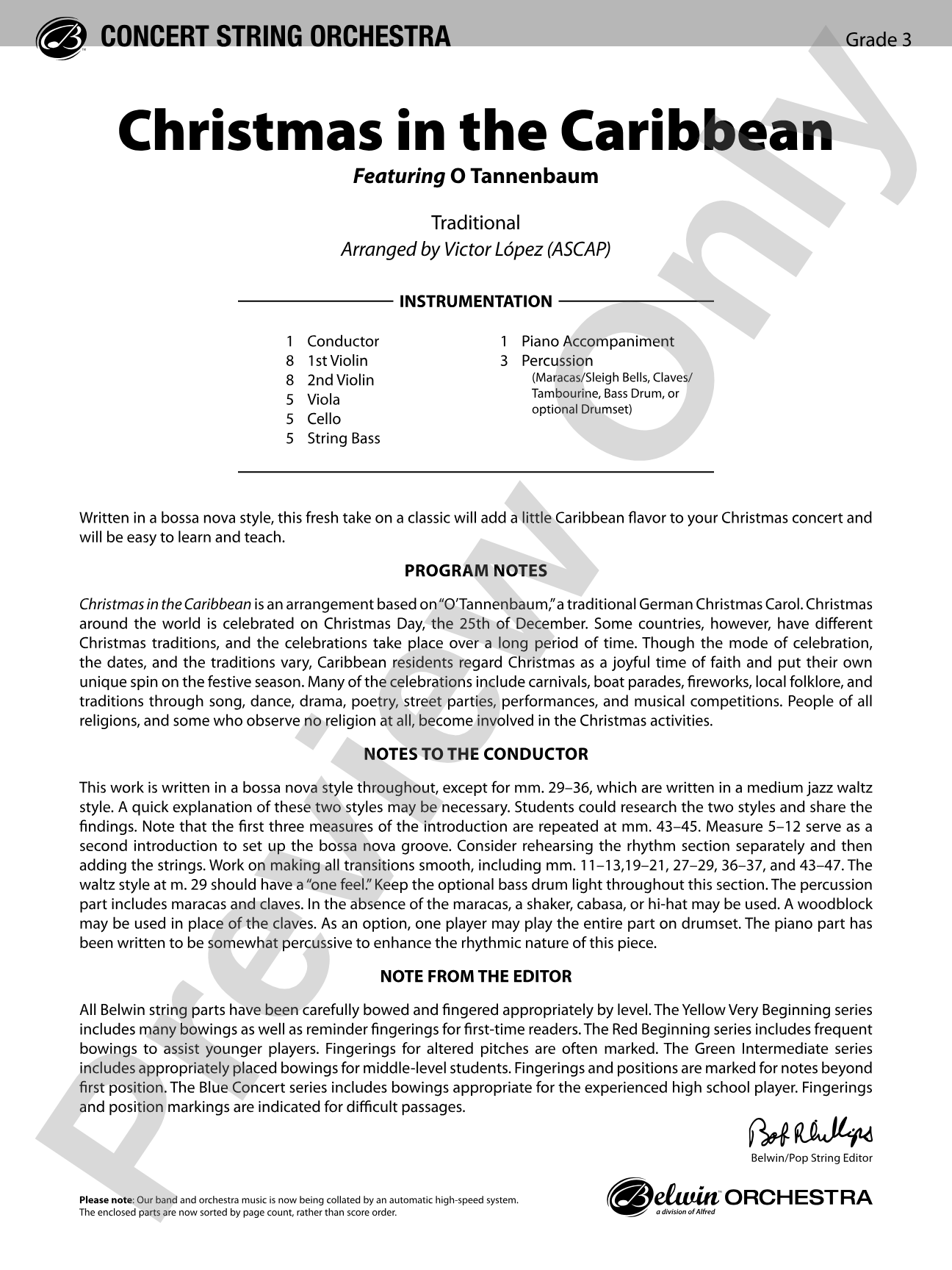 Christmas in the Caribbean: String Orchestra Conductor Score & Parts