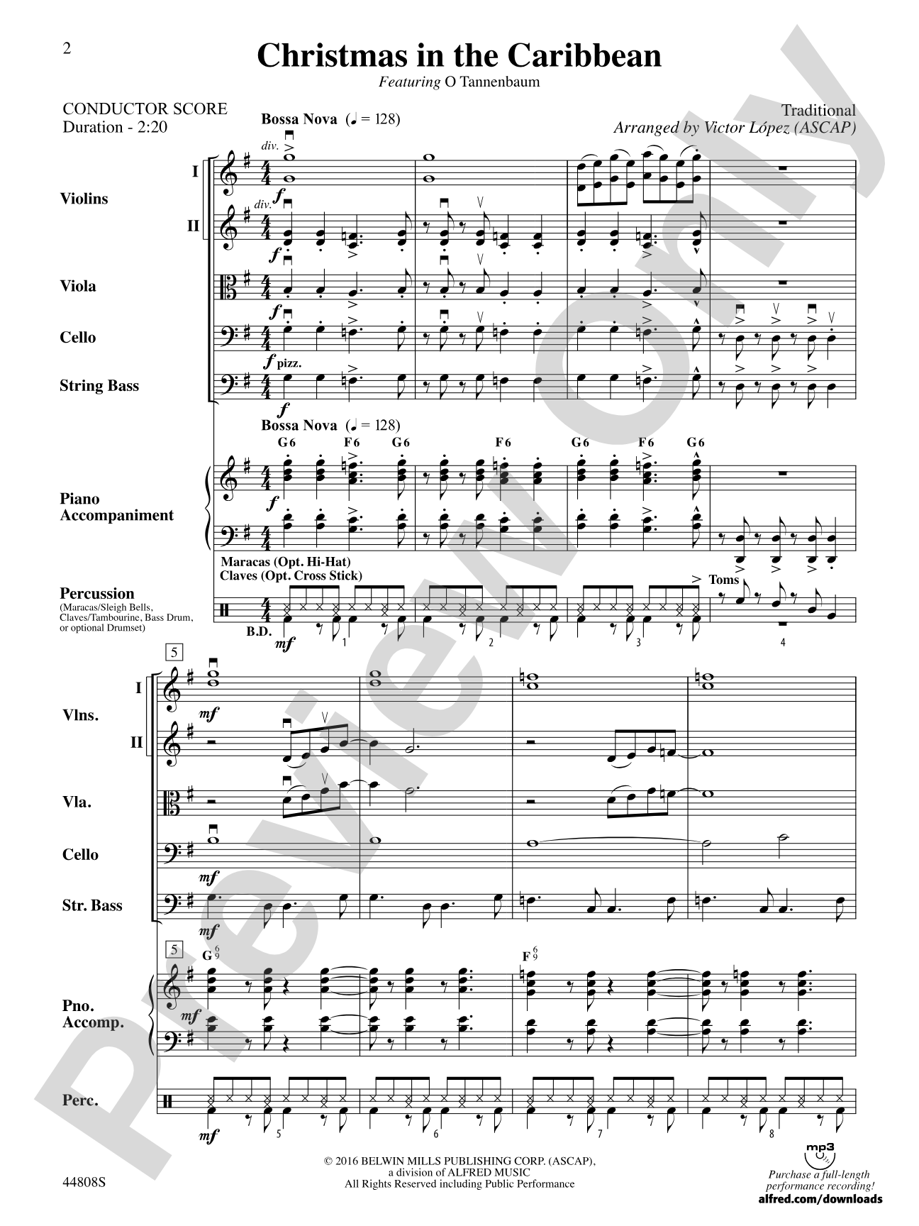Christmas in the Caribbean: String Orchestra Conductor Score & Parts