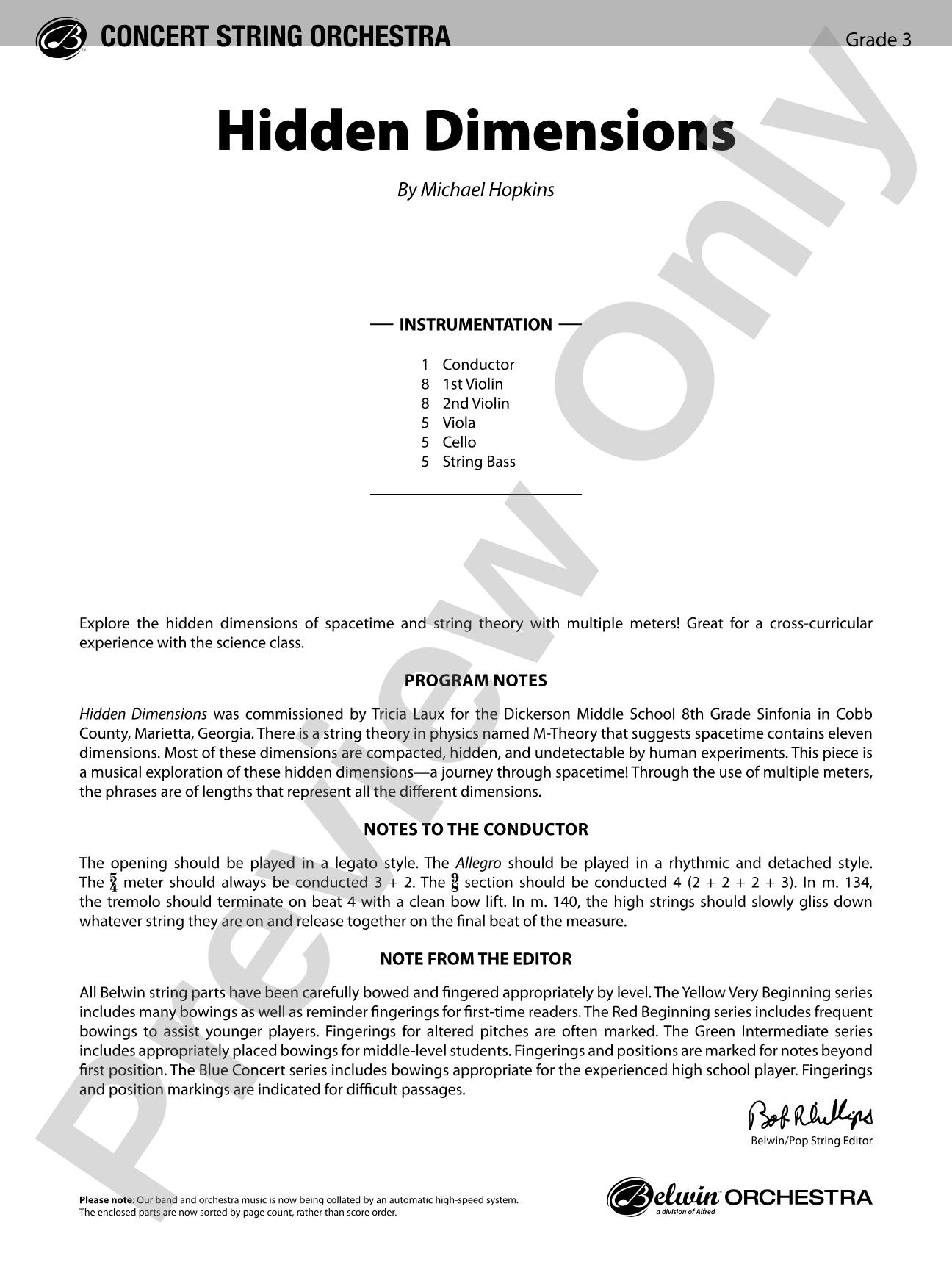 Hidden Dimensions: String Orchestra Conductor Score & Parts