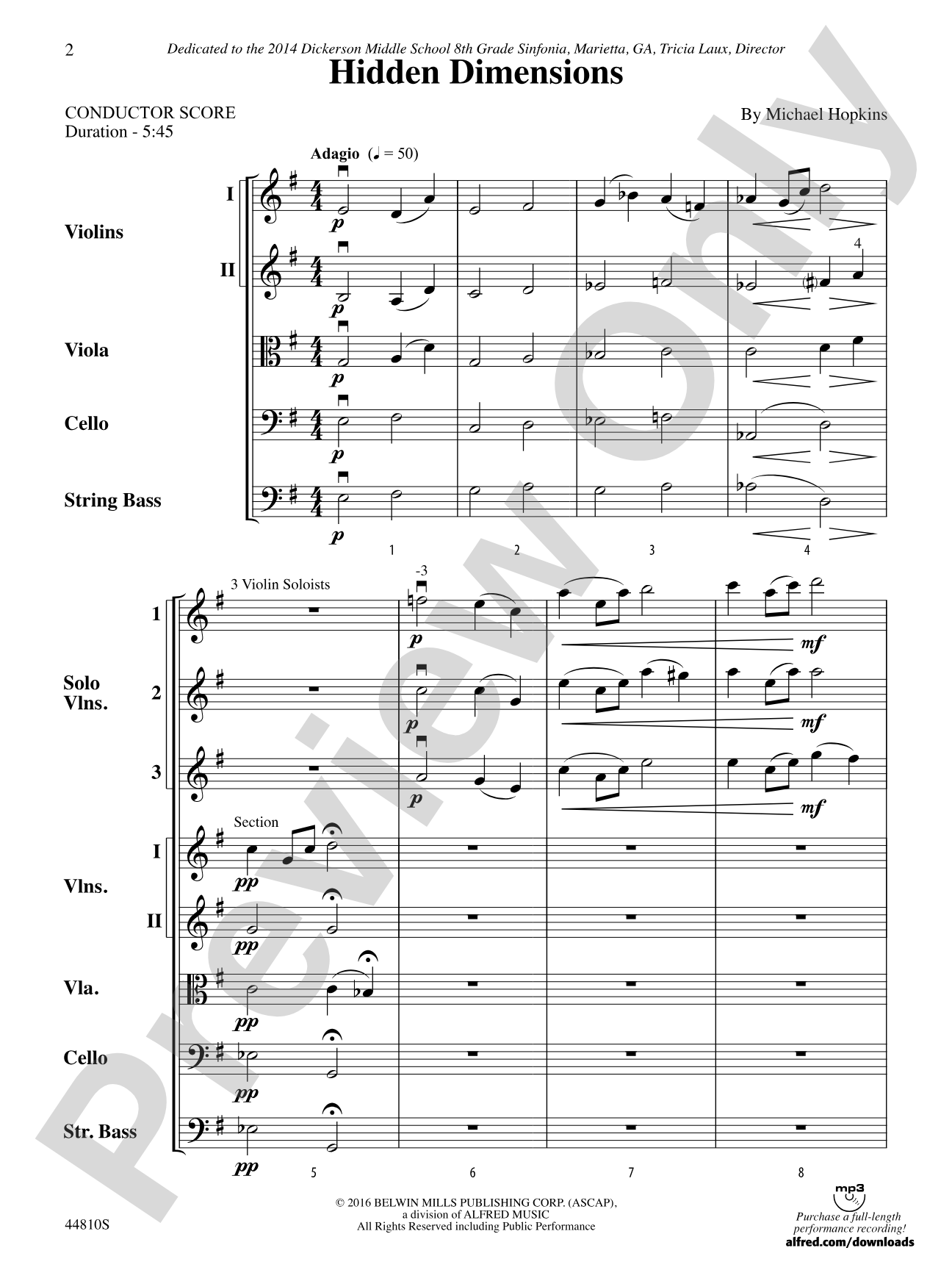 Hidden Dimensions: String Orchestra Conductor Score & Parts