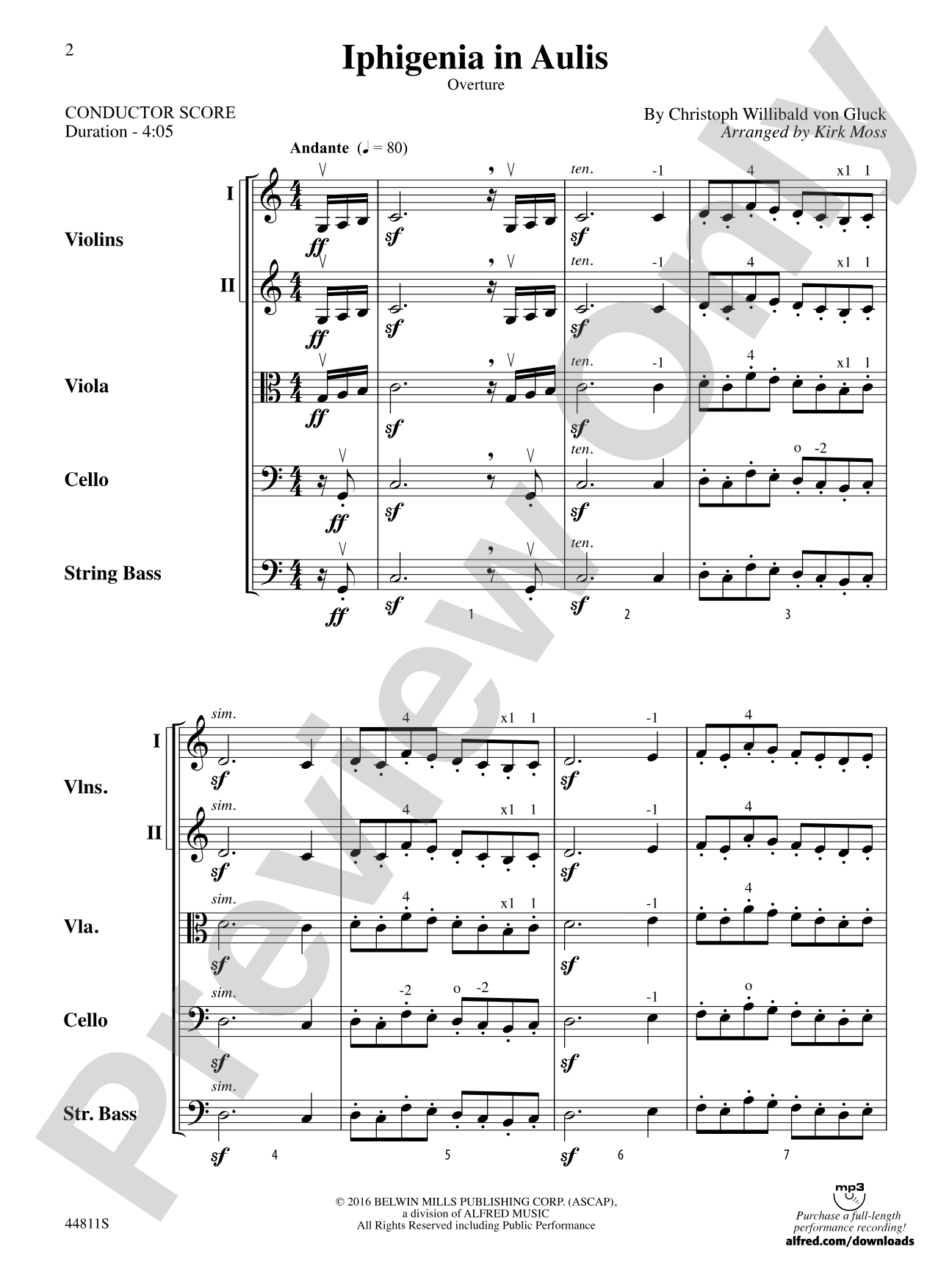 Iphigenia in Aulis: String Orchestra Conductor Score & Parts