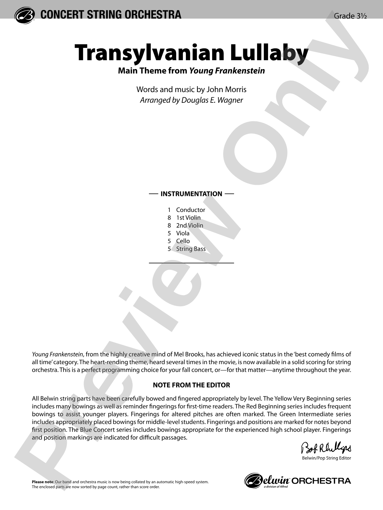 Transylvanian Lullaby: String Orchestra Conductor Score & Parts