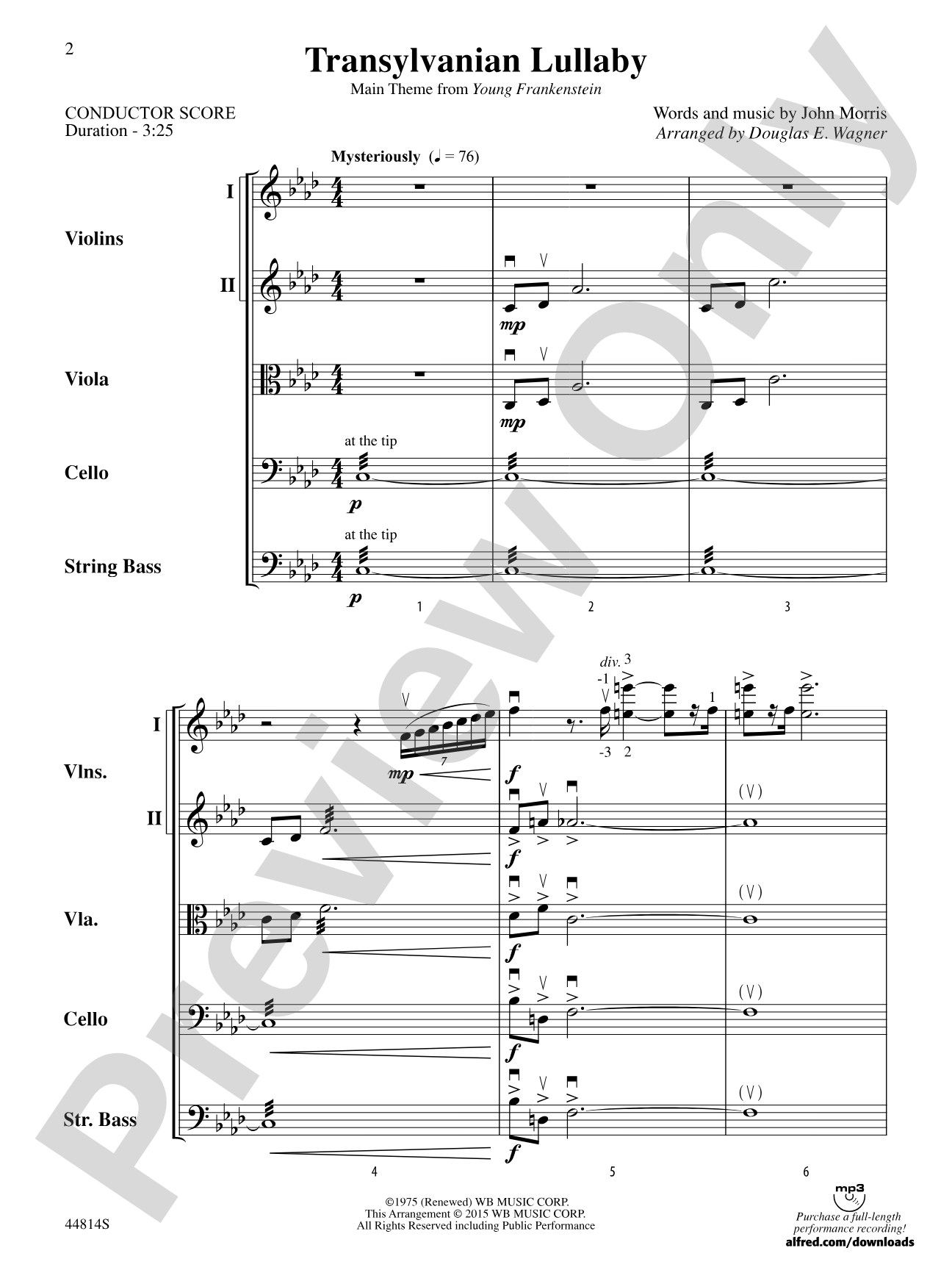Transylvanian Lullaby: String Orchestra Conductor Score & Parts