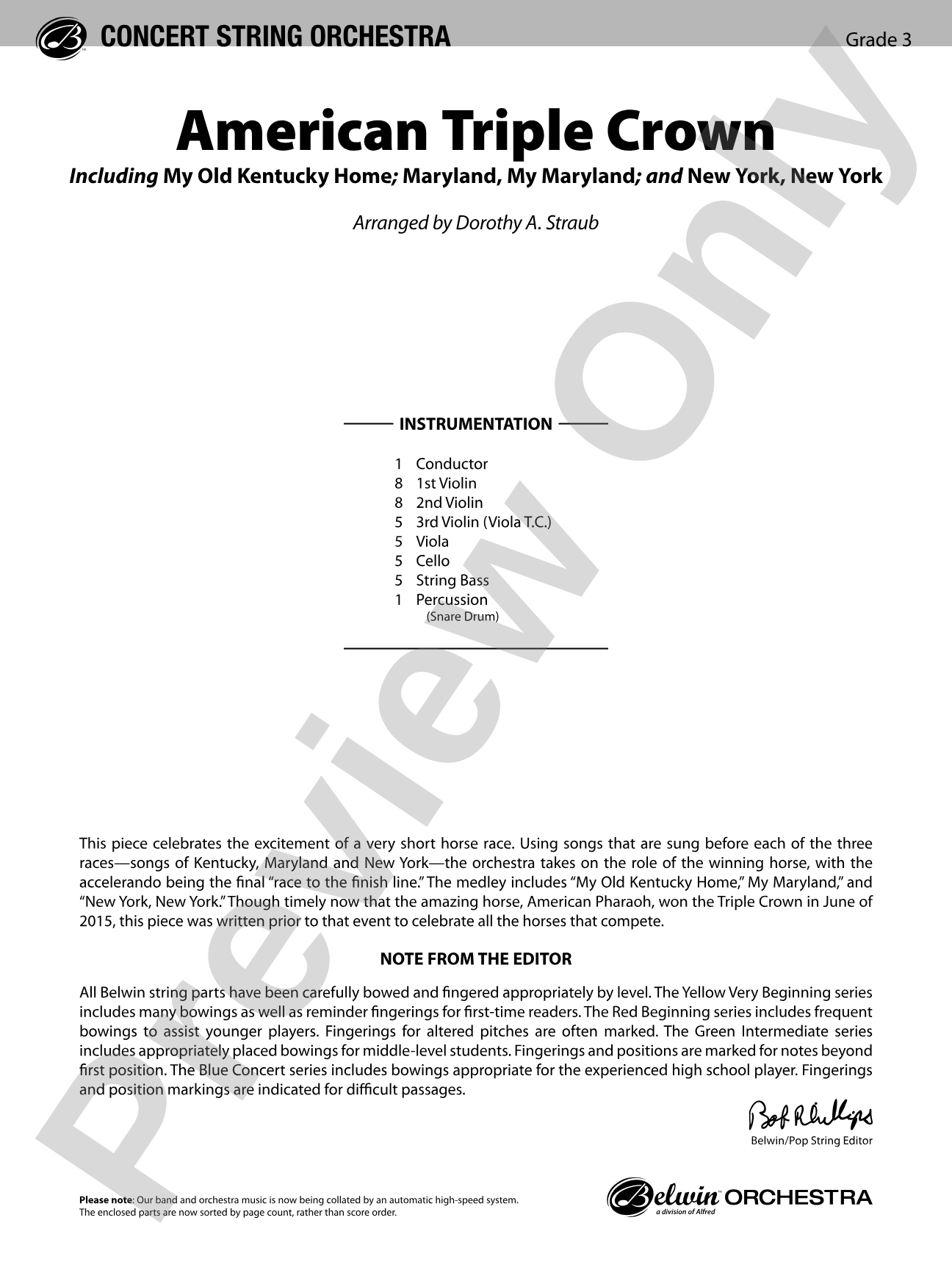 American Triple Crown: String Orchestra Conductor Score & Parts