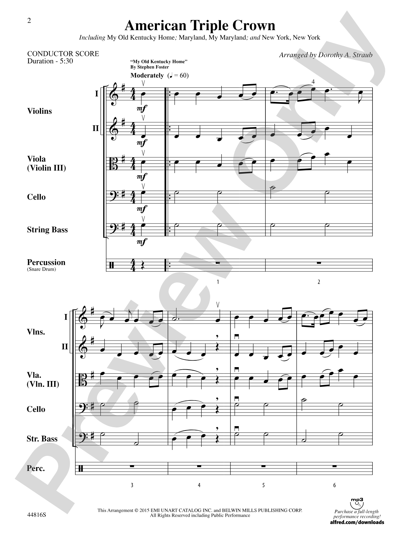 American Triple Crown: String Orchestra Conductor Score & Parts