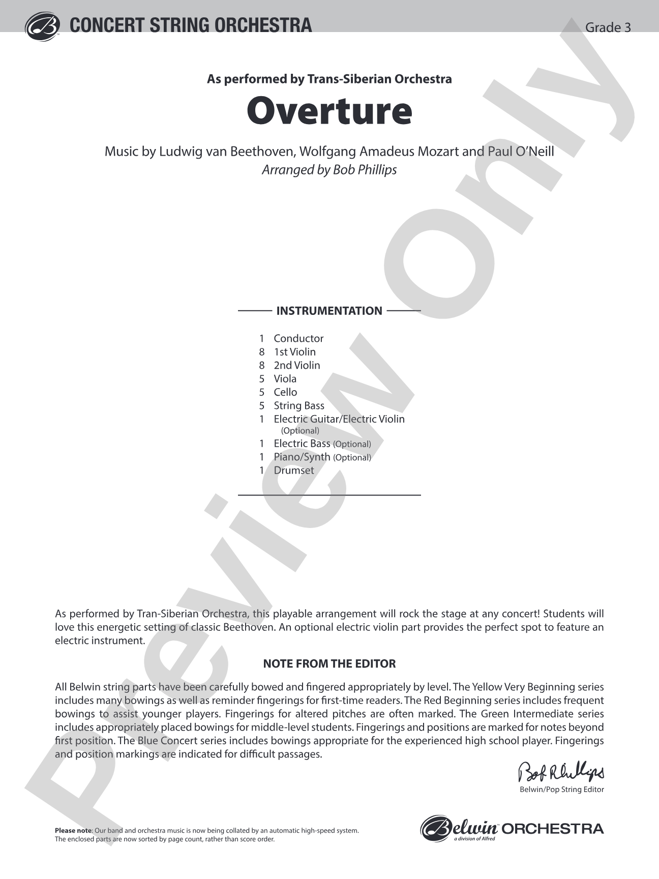 Overture: String Orchestra Conductor Score & Parts