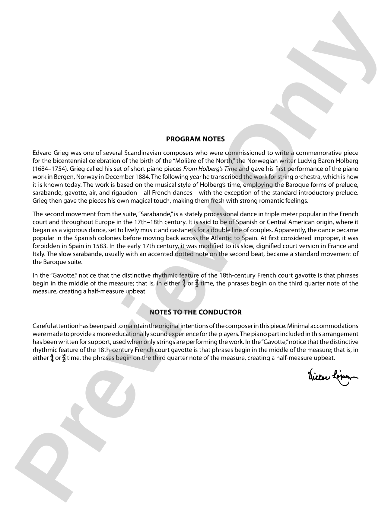 The Holberg Suite: Full Orchestra Conductor Score & Parts