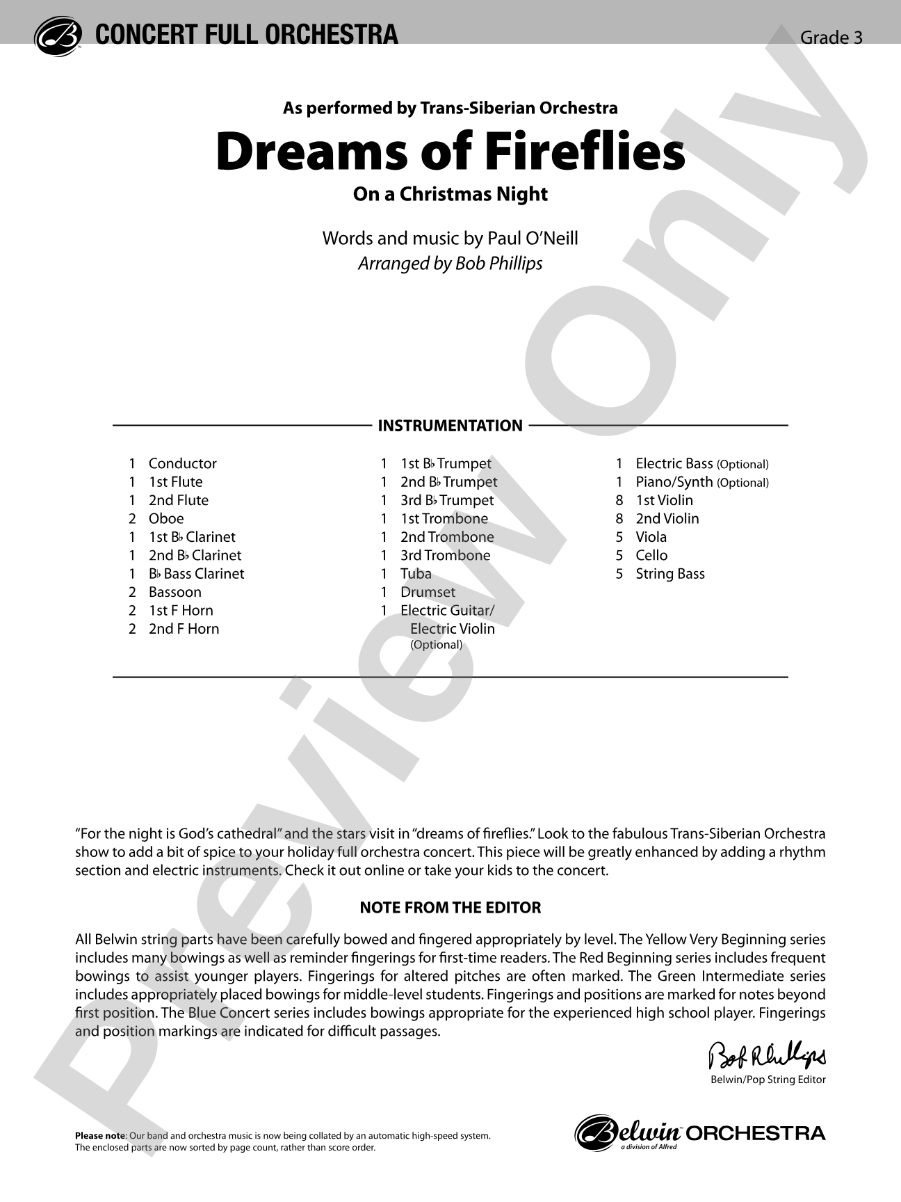 Dreams of Fireflies (On a Christmas Night): Score