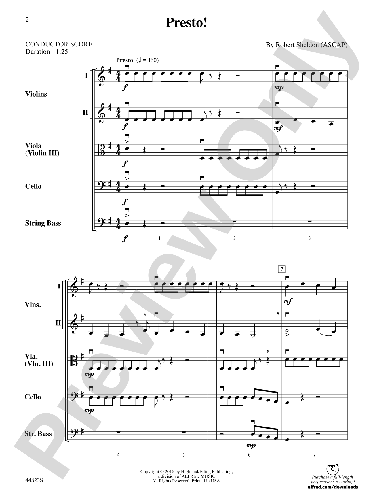 Presto!: String Orchestra Conductor Score & Parts