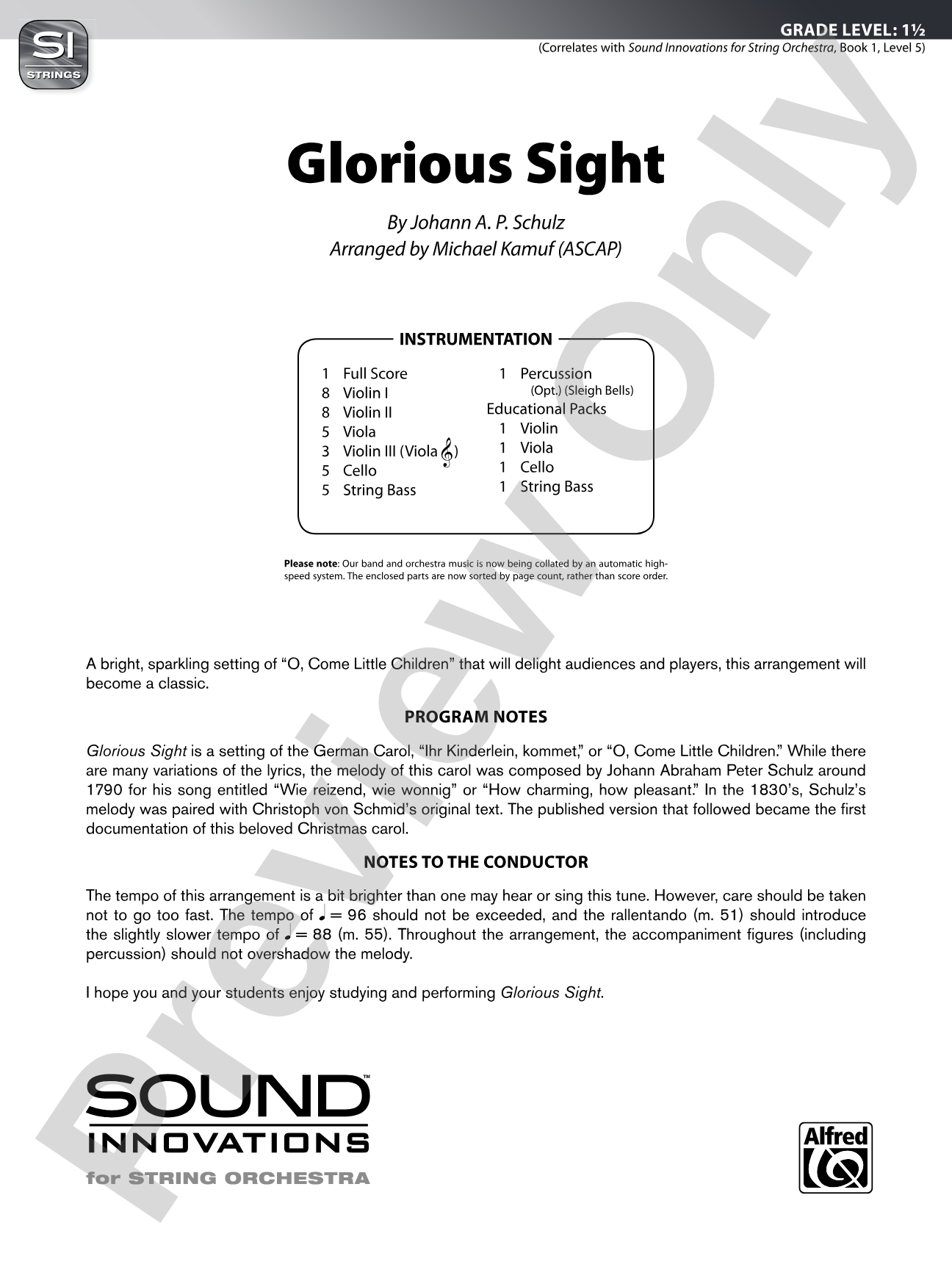 Glorious Sight: String Orchestra Conductor Score & Parts