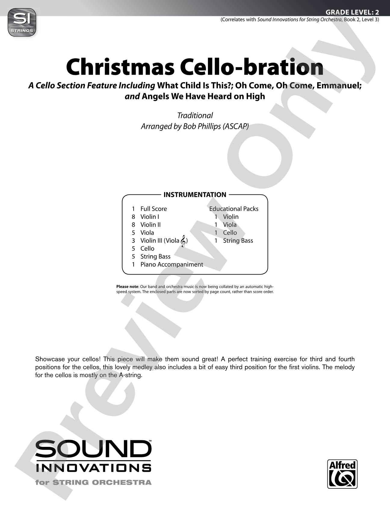Christmas Cello-bration: String Orchestra Conductor Score & Parts