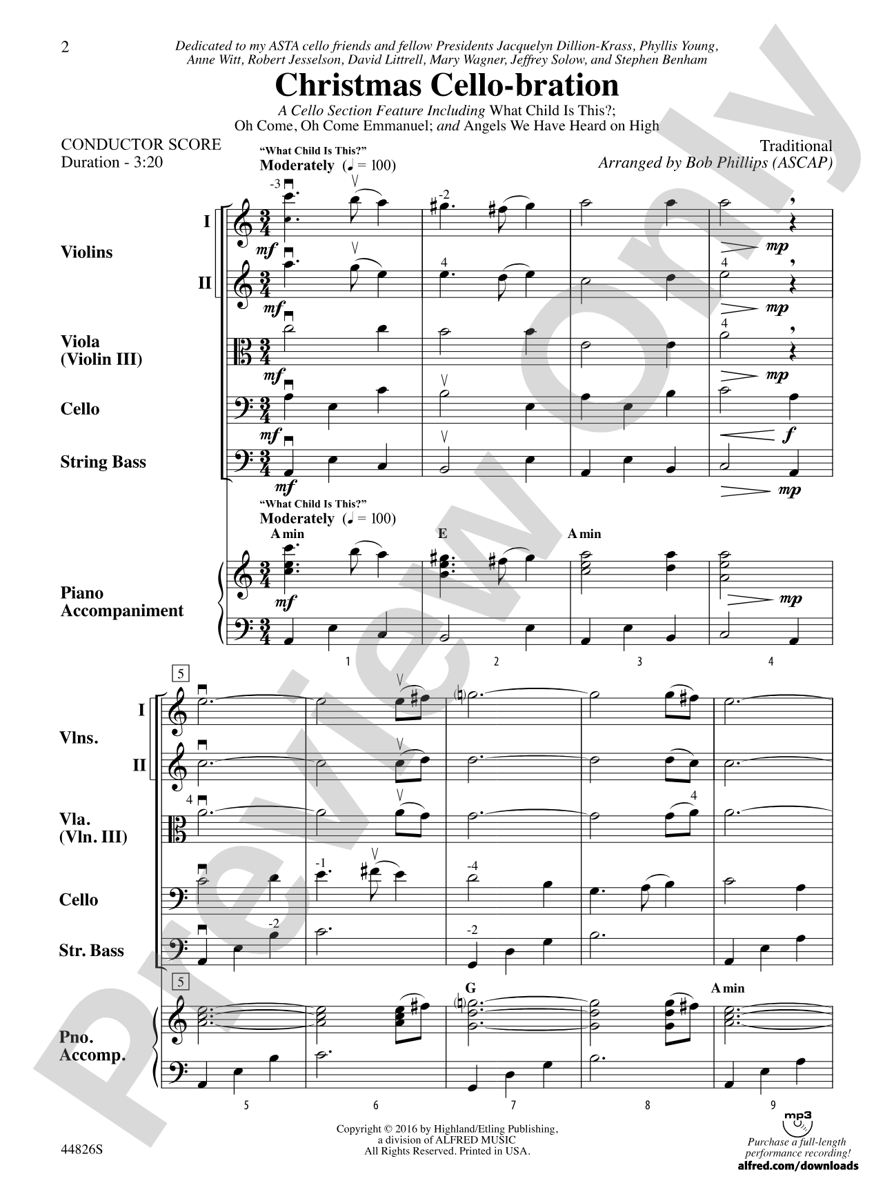 Christmas Cello-bration: String Orchestra Conductor Score & Parts