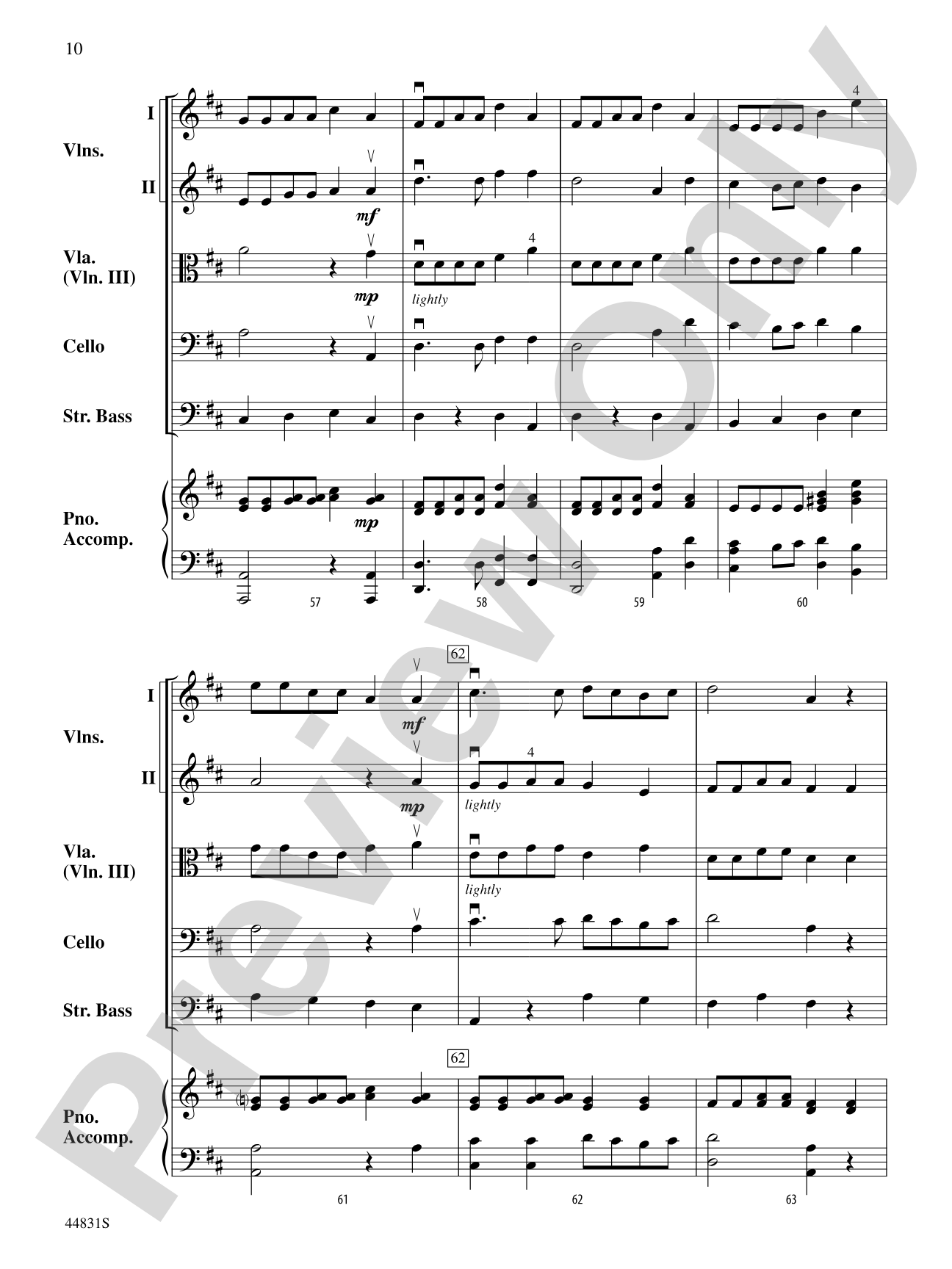 Theme and Variations from the "Trout" Quintet: String Orchestra Conductor Score & Parts