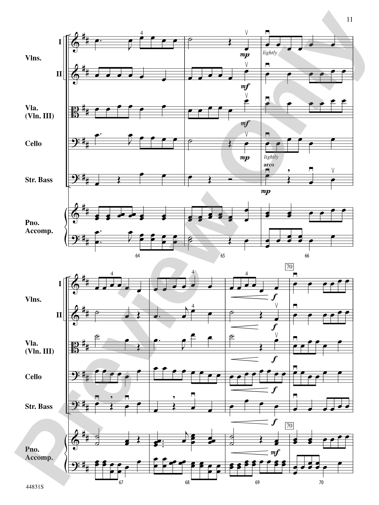 Theme and Variations from the "Trout" Quintet: String Orchestra Conductor Score & Parts