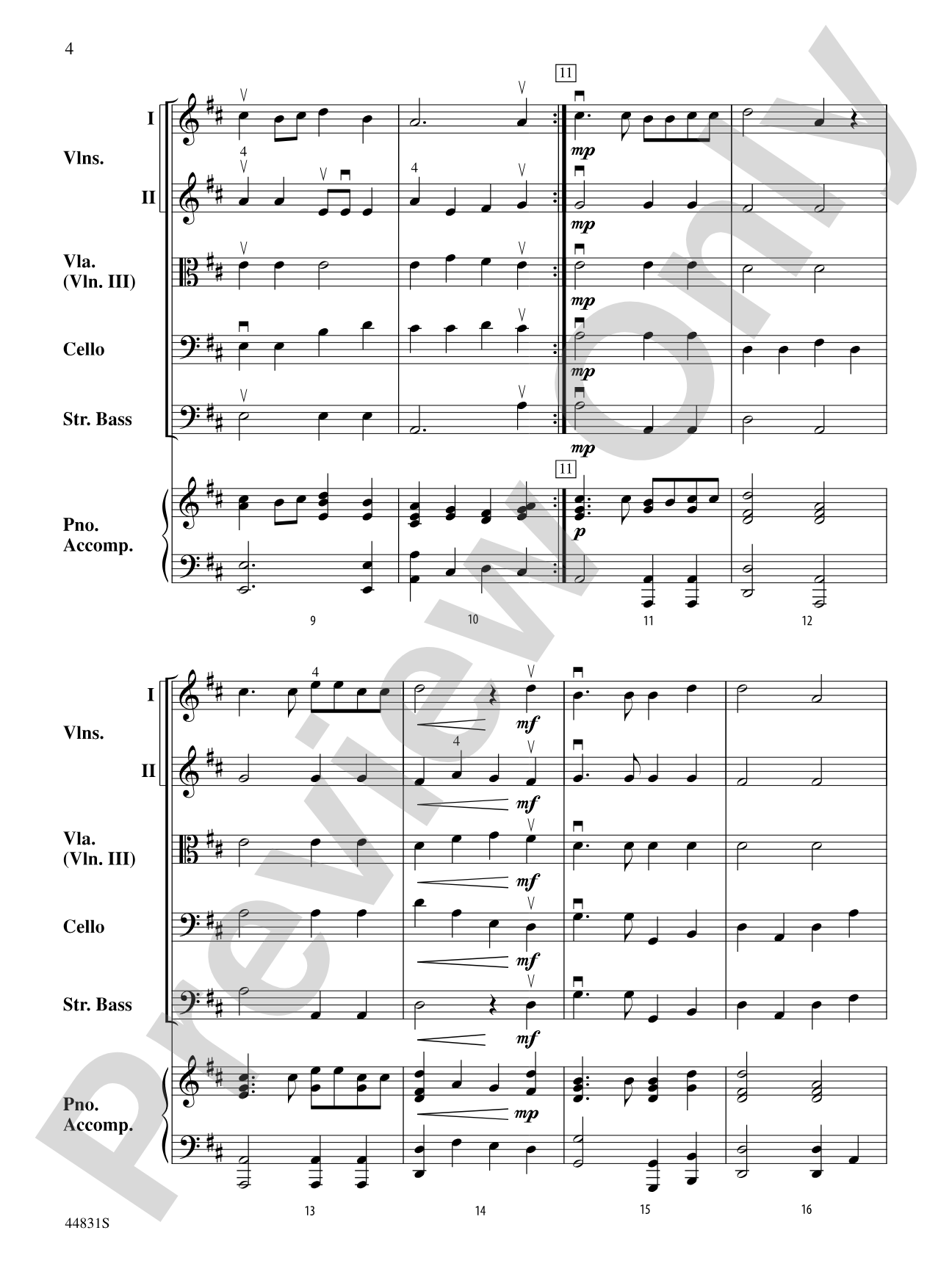 Theme and Variations from the "Trout" Quintet: String Orchestra Conductor Score & Parts