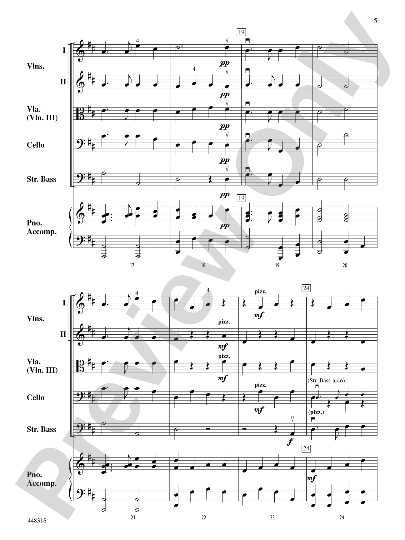 Theme and Variations from the "Trout" Quintet: String Orchestra Conductor Score & Parts