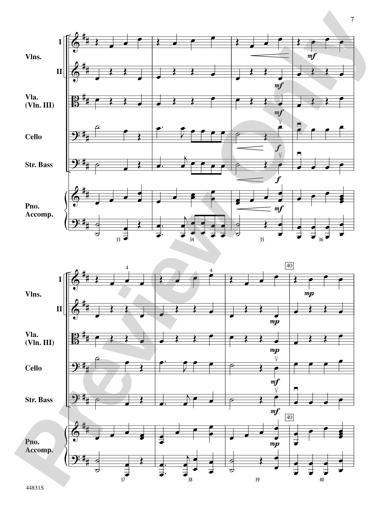 Theme and Variations from the "Trout" Quintet: String Orchestra Conductor Score & Parts