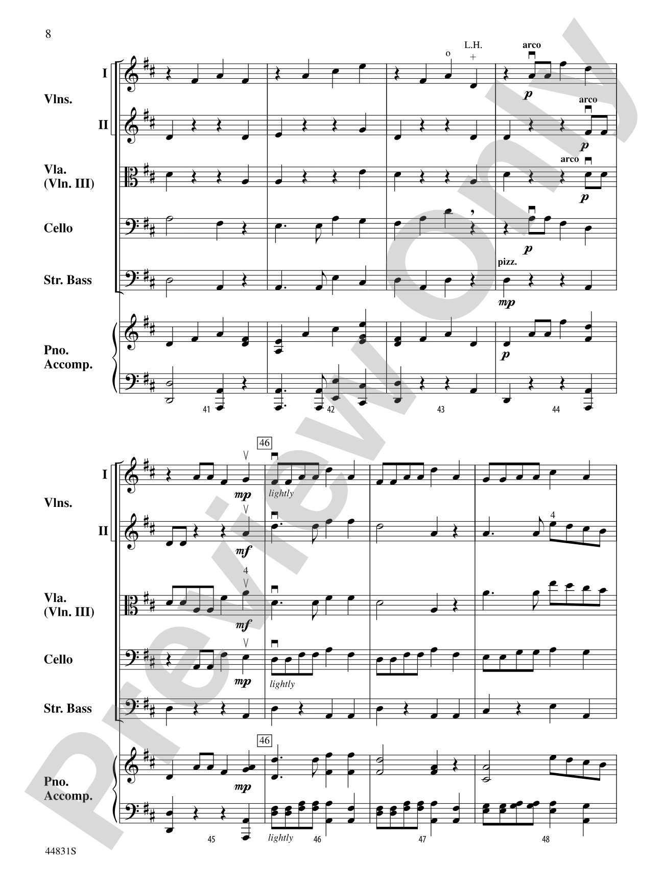 Theme and Variations from the "Trout" Quintet: String Orchestra Conductor Score & Parts